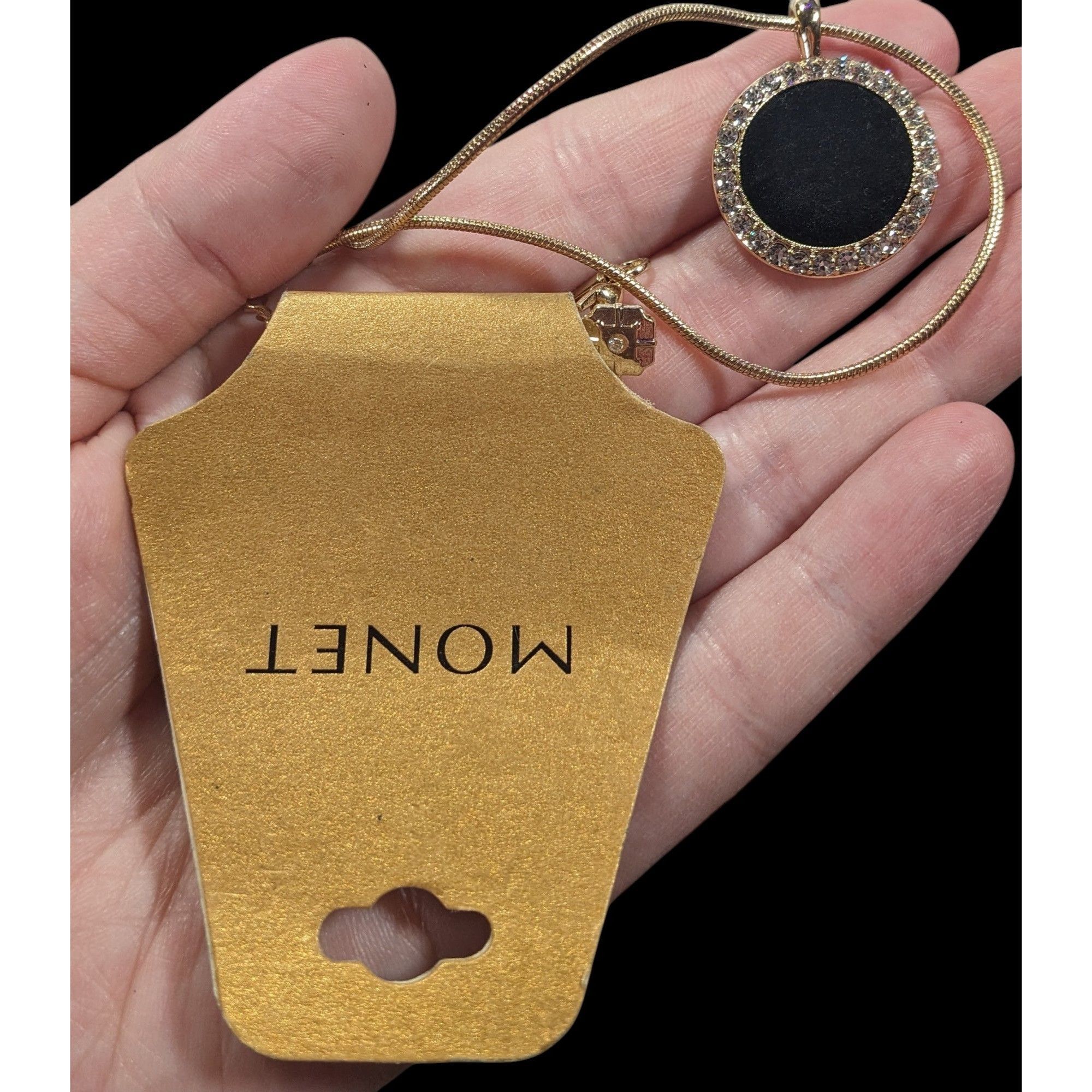 Monet Monet Social Tower Gold Tone Black Velvet Pendant Necklace Size ONE SIZE - 4 Thumbnail