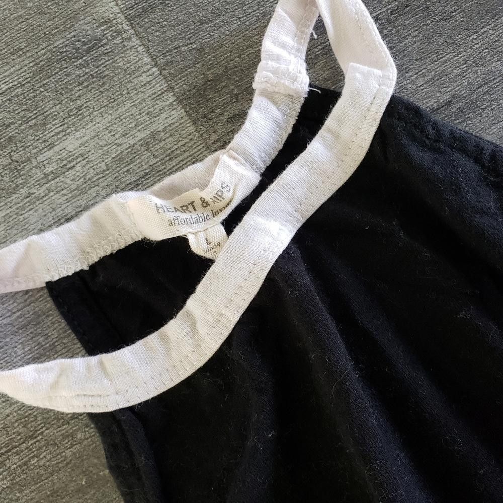 Designer Black White Detailed H&H Open Sided Mini Size L / US 10 / IT 46 - 4 Thumbnail