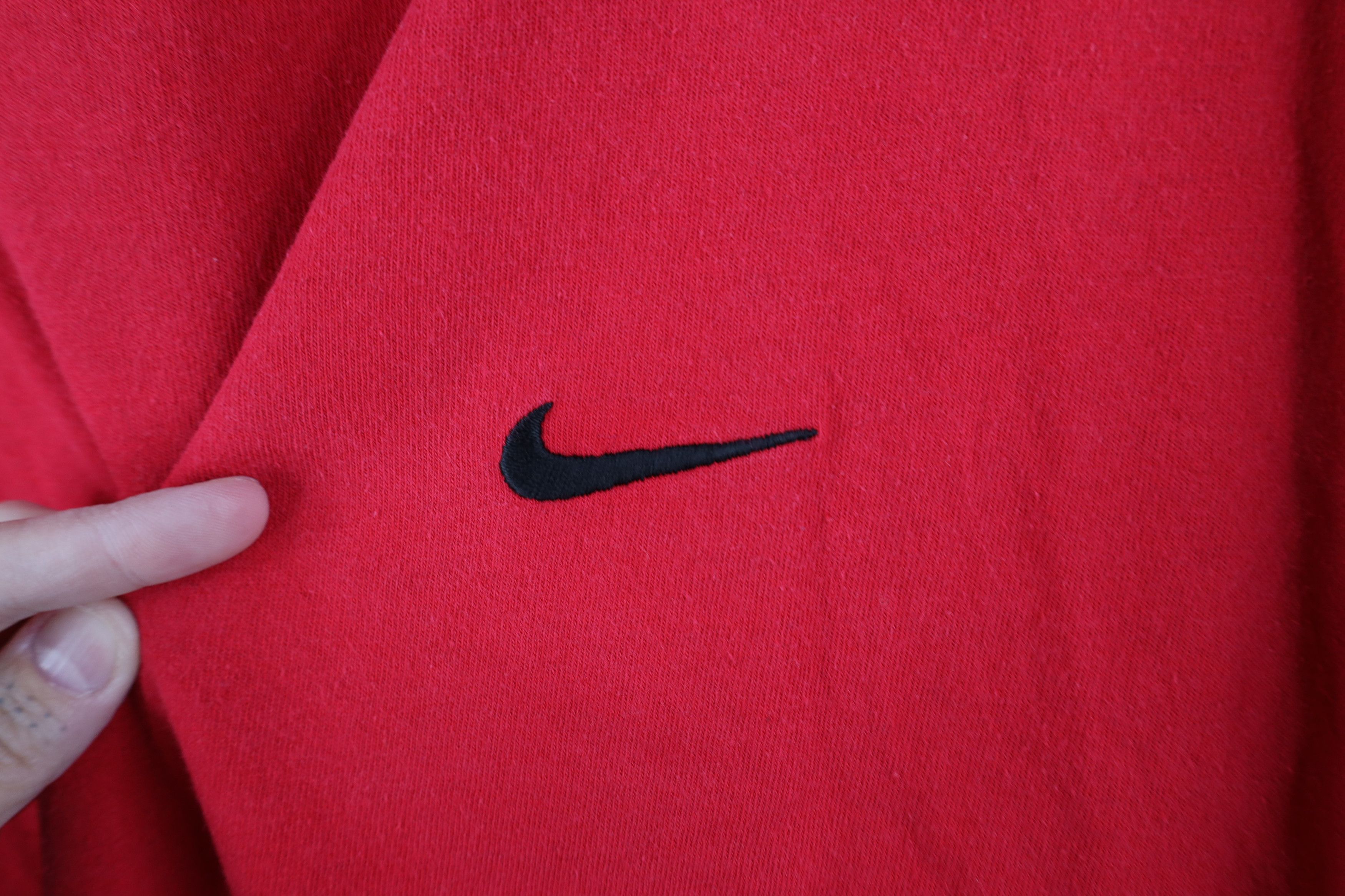 Nike × Vintage Vintage 90s Nike Scott Mini Swoosh T-Shirt Red Cotton USA Size US XL / EU 56 / 4 - 4 Thumbnail