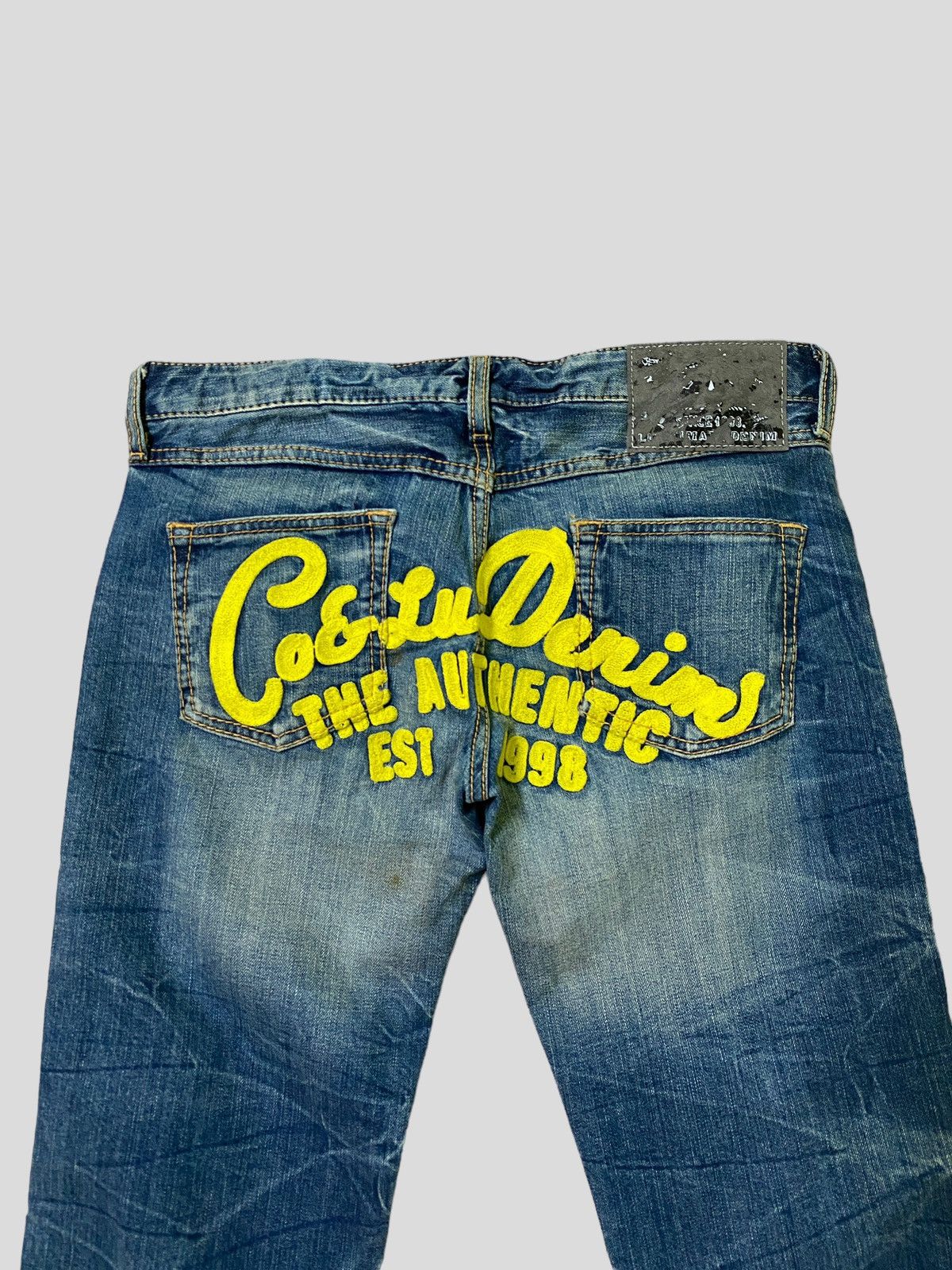 Hysteric Glamour × Japanese Brand × Vintage VINTAGE CO & LU YELLOW EMBROIDERED SPELL OUT DENIM JEANS Size US 30 / EU 46 - 11 Thumbnail