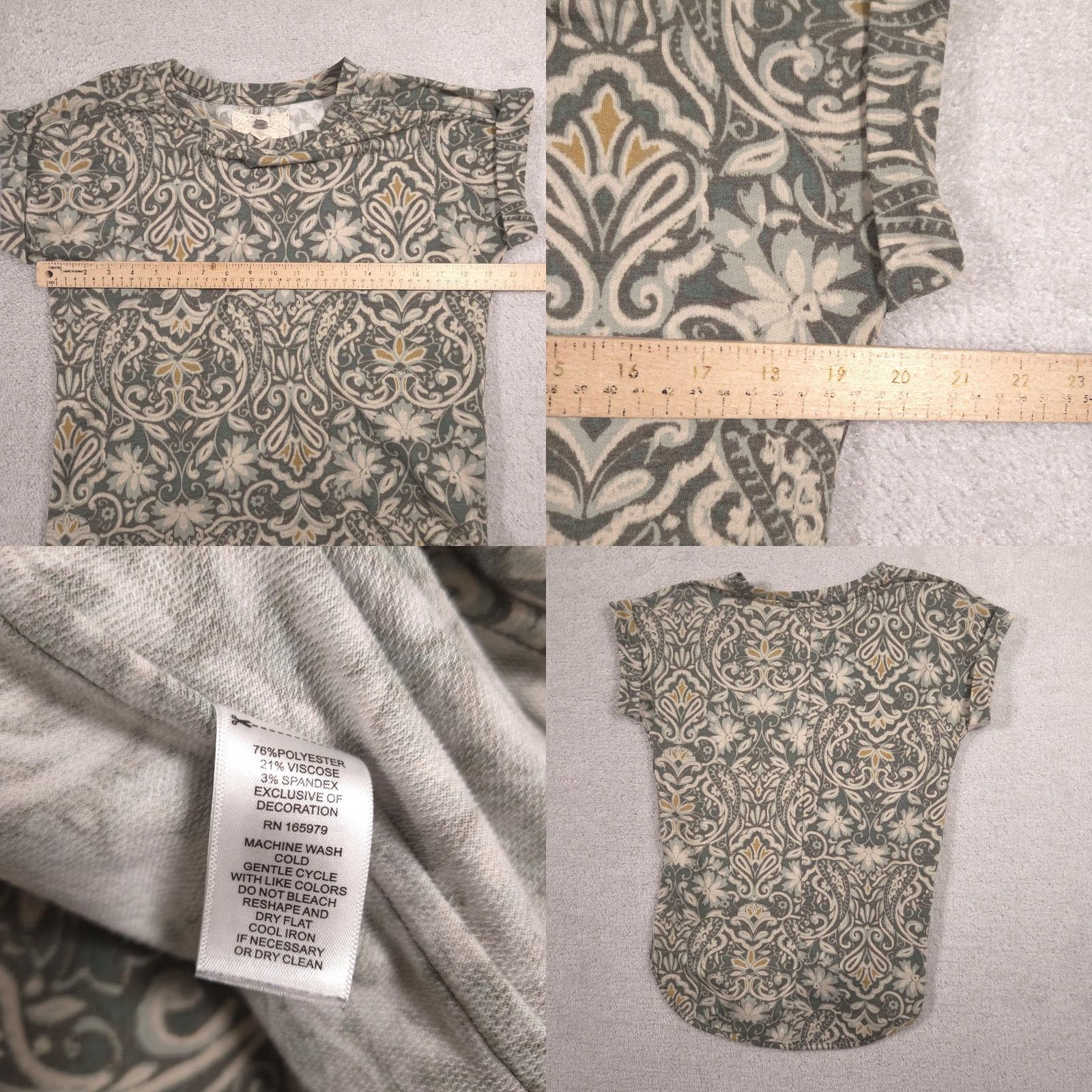 Vintage Cupio Shirt Womens Small Green Paisley Crew Neck Cap Sleeve Tee Top Stretch Shirt Size S / US 4 / IT 40 - 8 Thumbnail