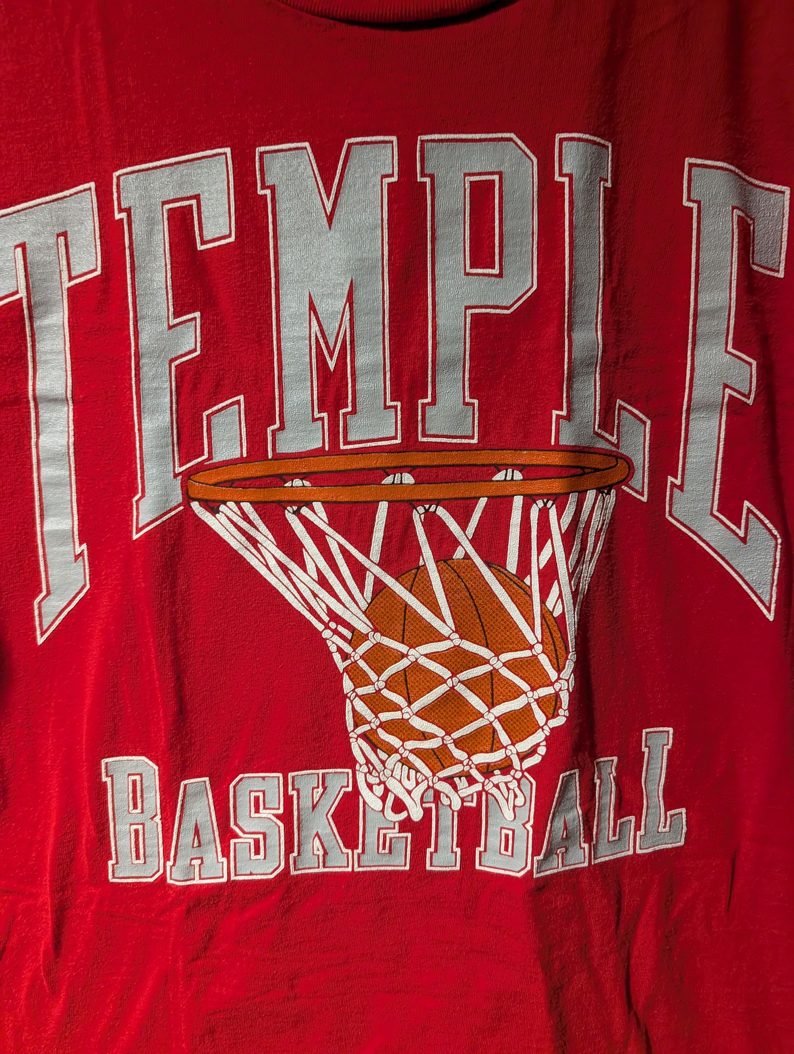 NCAA Vintage Temple Basketball Galt Sand Graphic T-Shirt Red USA Size US L / EU 52-54 / 3 - 2 Thumbnail