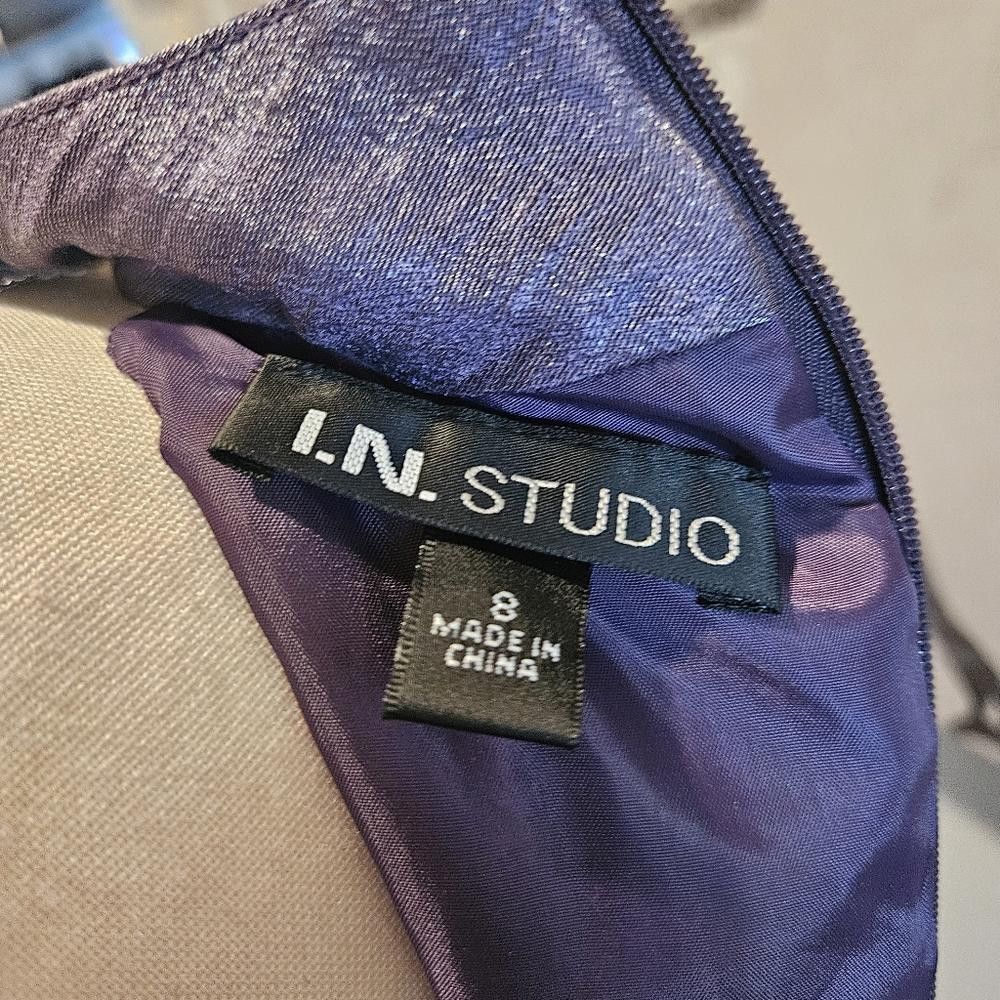 Designer I,N, Studio Purple Sheen Fabric Halter Neck Dress Size M / US 6-8 / IT 42-44 - 6 Thumbnail