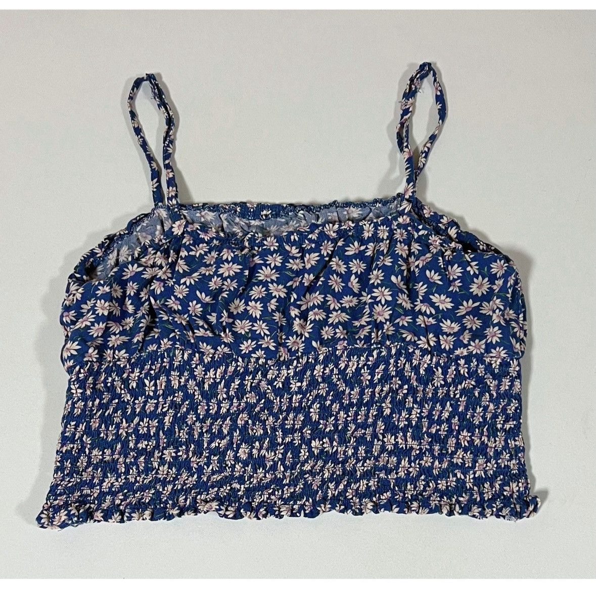 American Eagle Outfitters AE Blue Purple Daisy Floral Crop Top Shirt Blouse Size S 🪻✨ Size S / US 4 / IT 40 - 3 Thumbnail