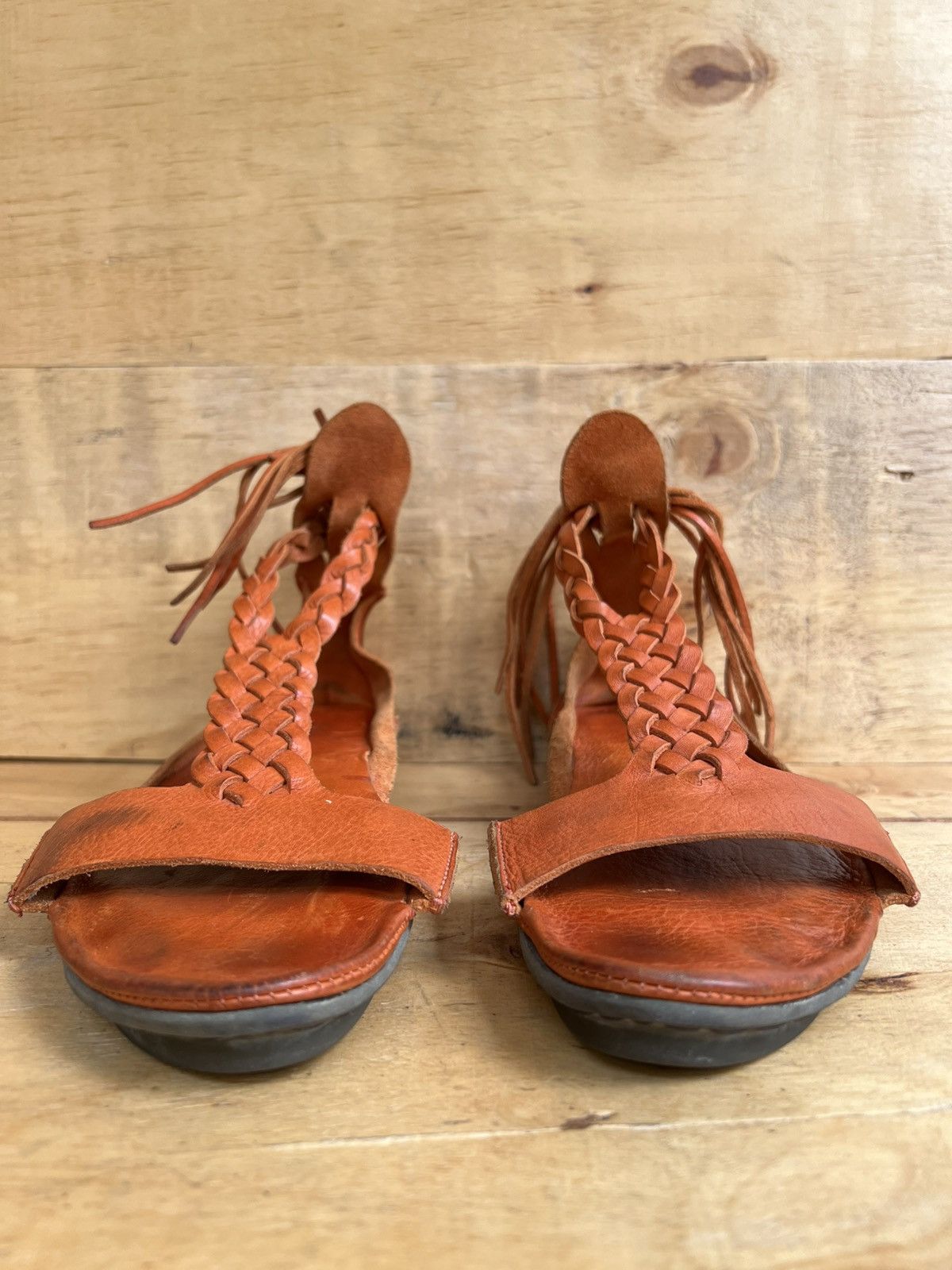 Trippen Trippen Womens Curls Orange Leather Sandals Size US 8 / IT 38 - 2 Thumbnail