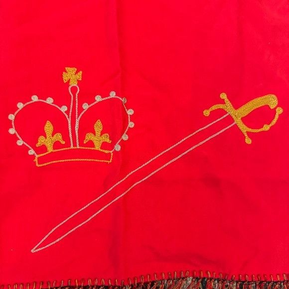 Other Vintage Red Rectangular Fringed Scarf with Embroidered Medie Size ONE SIZE - 5 Thumbnail