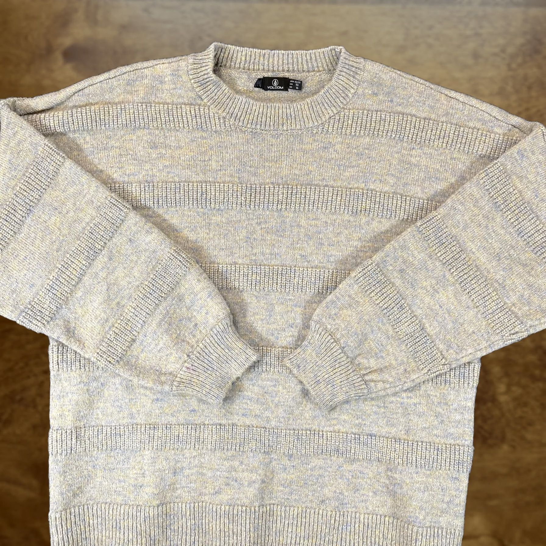 Volcom VOLCOM Sweater Womens XL Gray Blue Striped Knit Crewneck Pullover Size XL / US 12-14 / IT 48-50 - 1 Thumbnail
