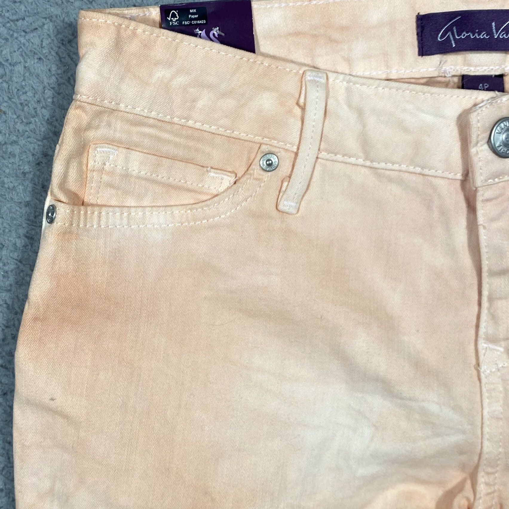 Gloria Vanderbilt Gloria Vanderbilt Bermuda Shorts Women’s 4P Denim Tie-Dye Orange 5-Pocket Stretch Casual Travel Women Size 27" / US 4 / IT 40 - 2 Thumbnail