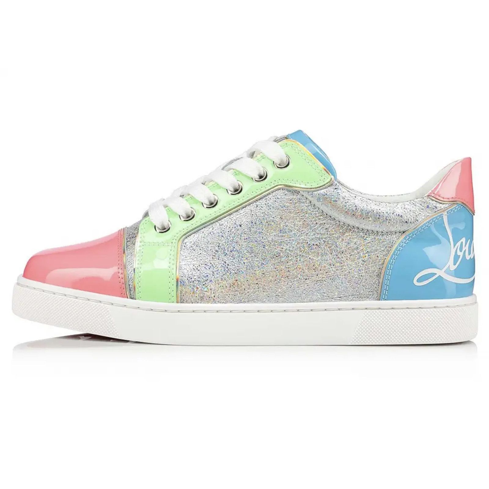 Christian Louboutin Christian Louboutin Pink Silver Blue Low Top Sneaker 38.5 Size US 8.5 / IT 38.5 - 3 Thumbnail