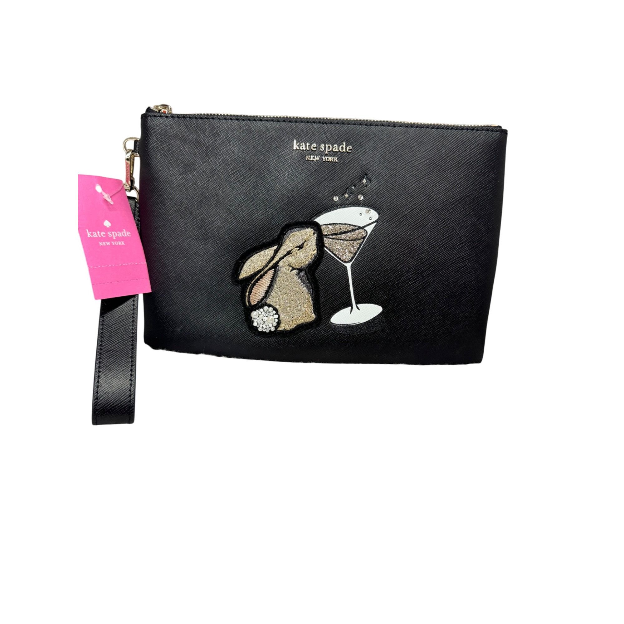 Kate Spade Kate Spade New York Black Bunbun Embroidered Saf Pouch Wrist Size ONE SIZE - 5 Thumbnail
