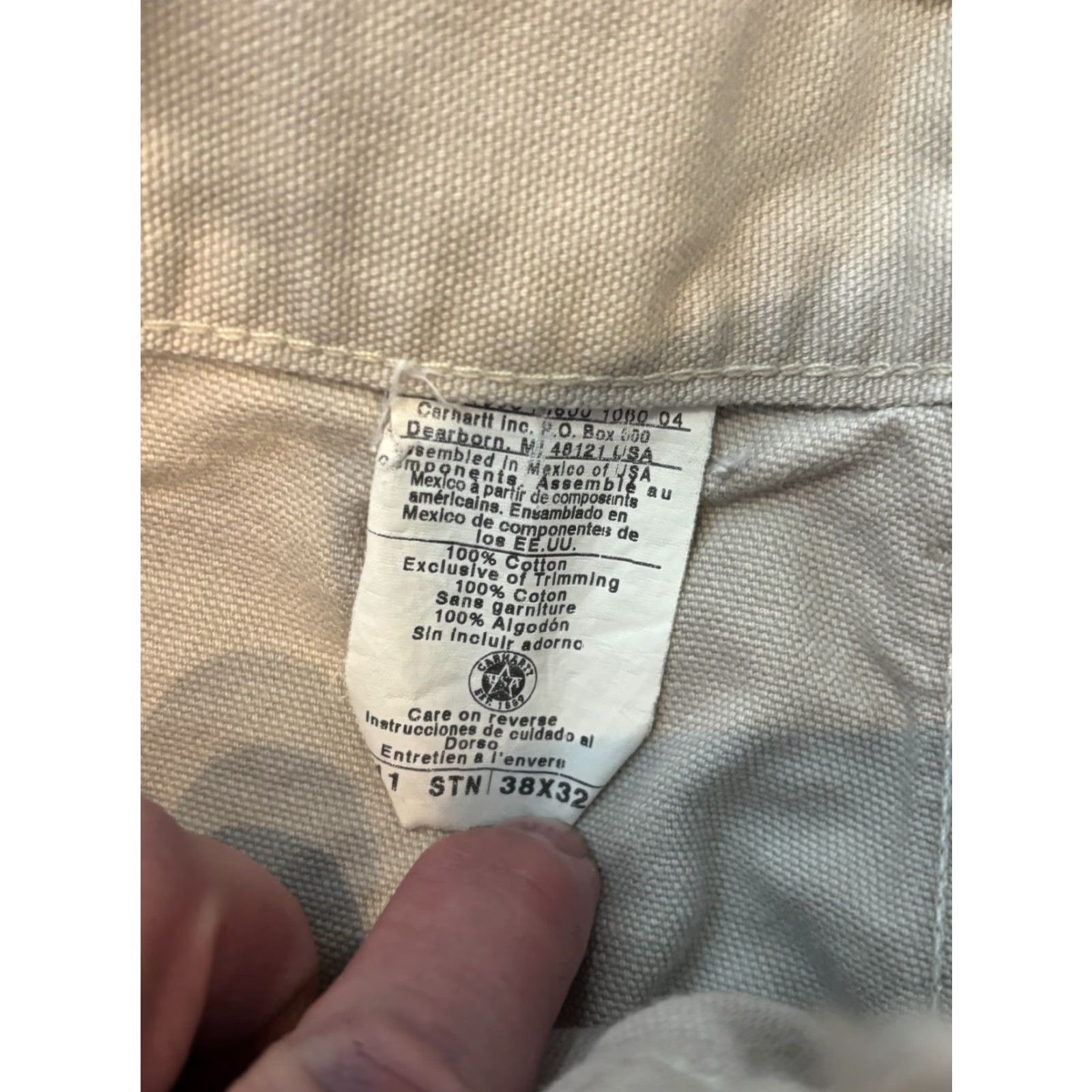 Carhartt VINTAGE Carhartt Carpenter Work Pants Mens 38x32 Beige Heavyweight Cotton Canvas 5-Pocket Regular Straight Mens 90s Grunge USA Bagged? Size US 38 / EU 54 - 2 Thumbnail