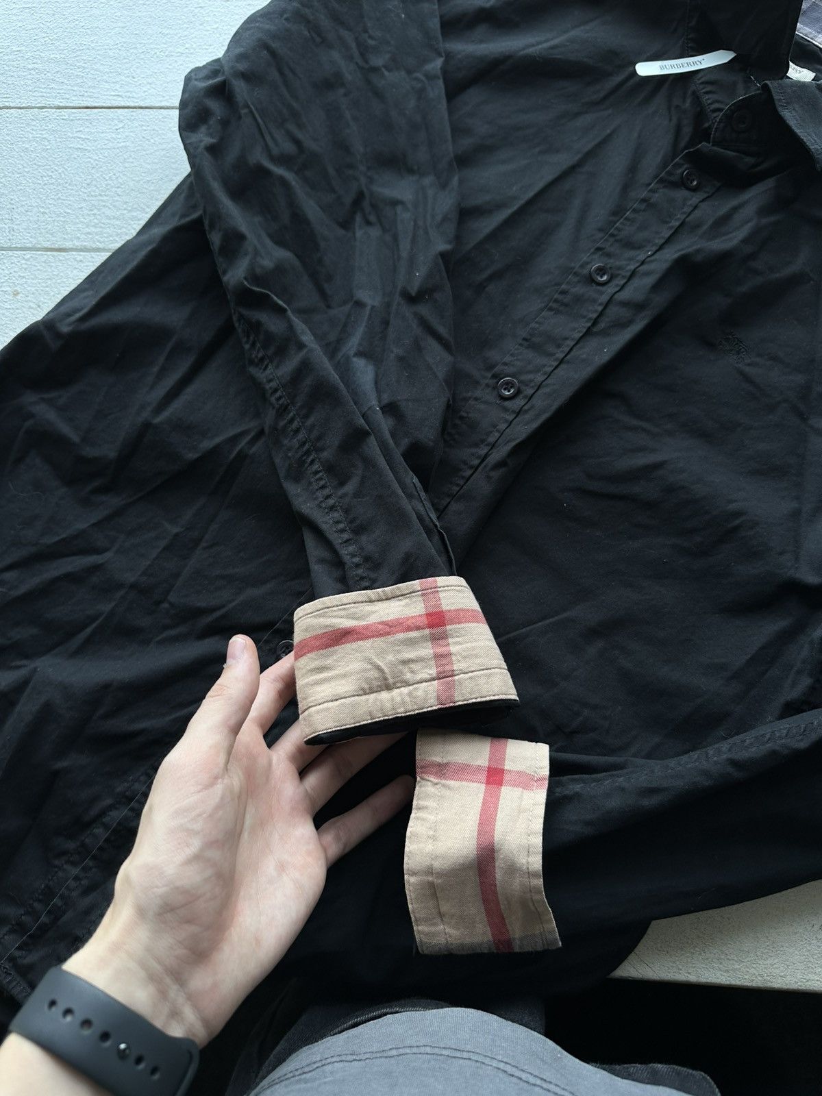 Burberry 🚨Burberry men’s shirt nova check black button up Size US XL / EU 56 / 4 - 8 Thumbnail