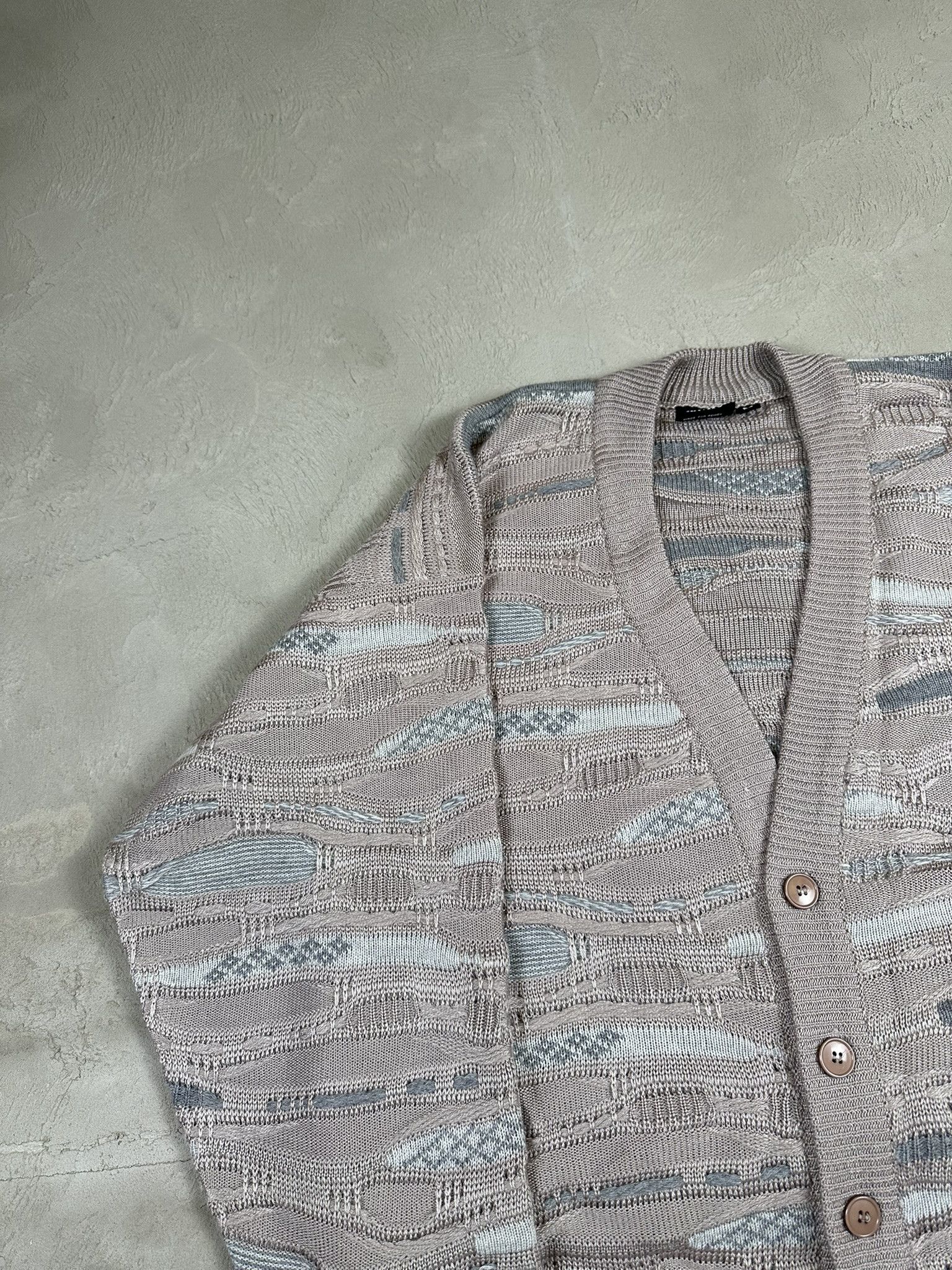 Vintage 80s Vintage 3D Cable Boxy Cardigan Sweater Size US L / EU 52-54 / 3 - 6 Thumbnail