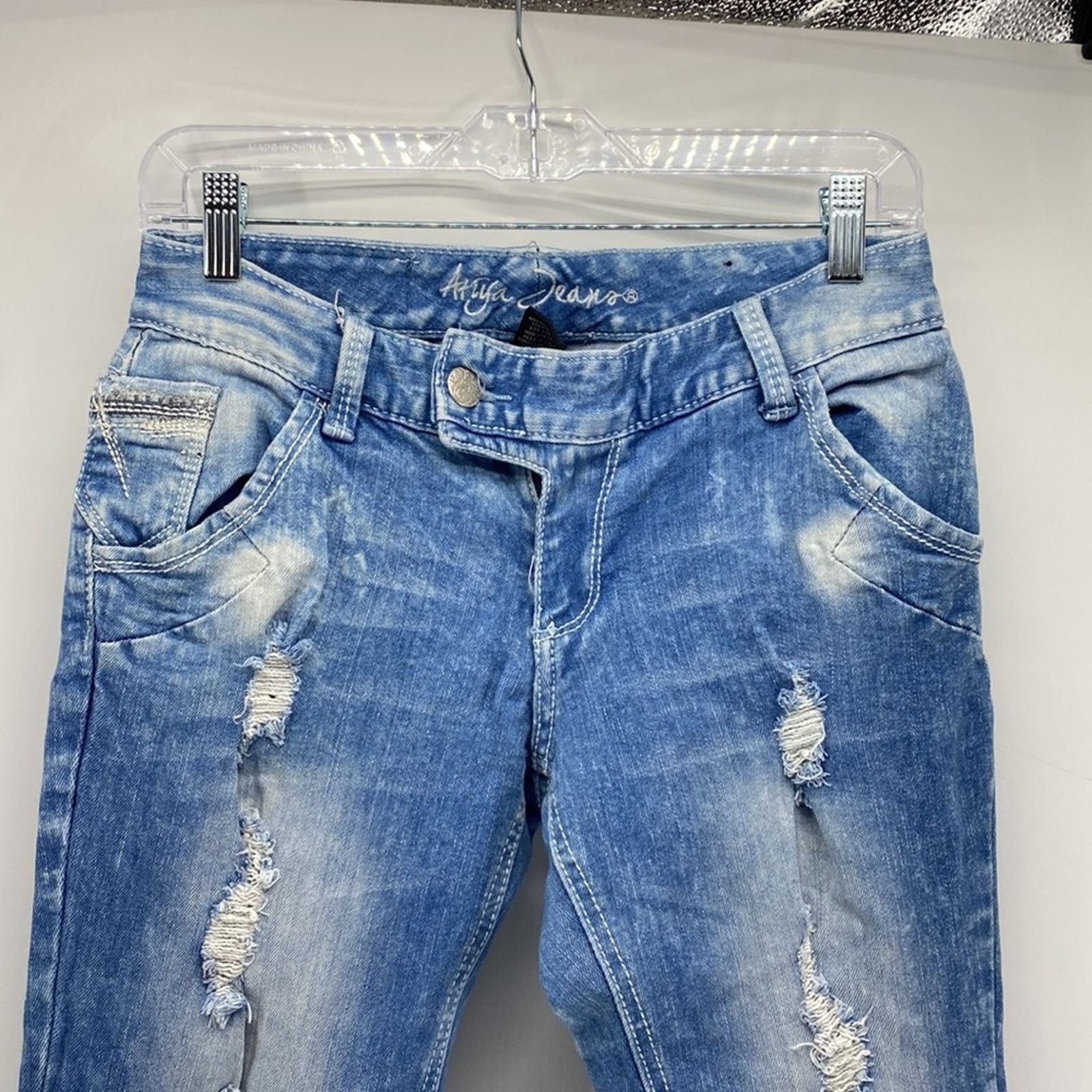 Other Ariya Vintage Y2K deconstructed lowrise flare jeans sz 7/8 Size 26" / US 2 / IT 38 - 4 Thumbnail