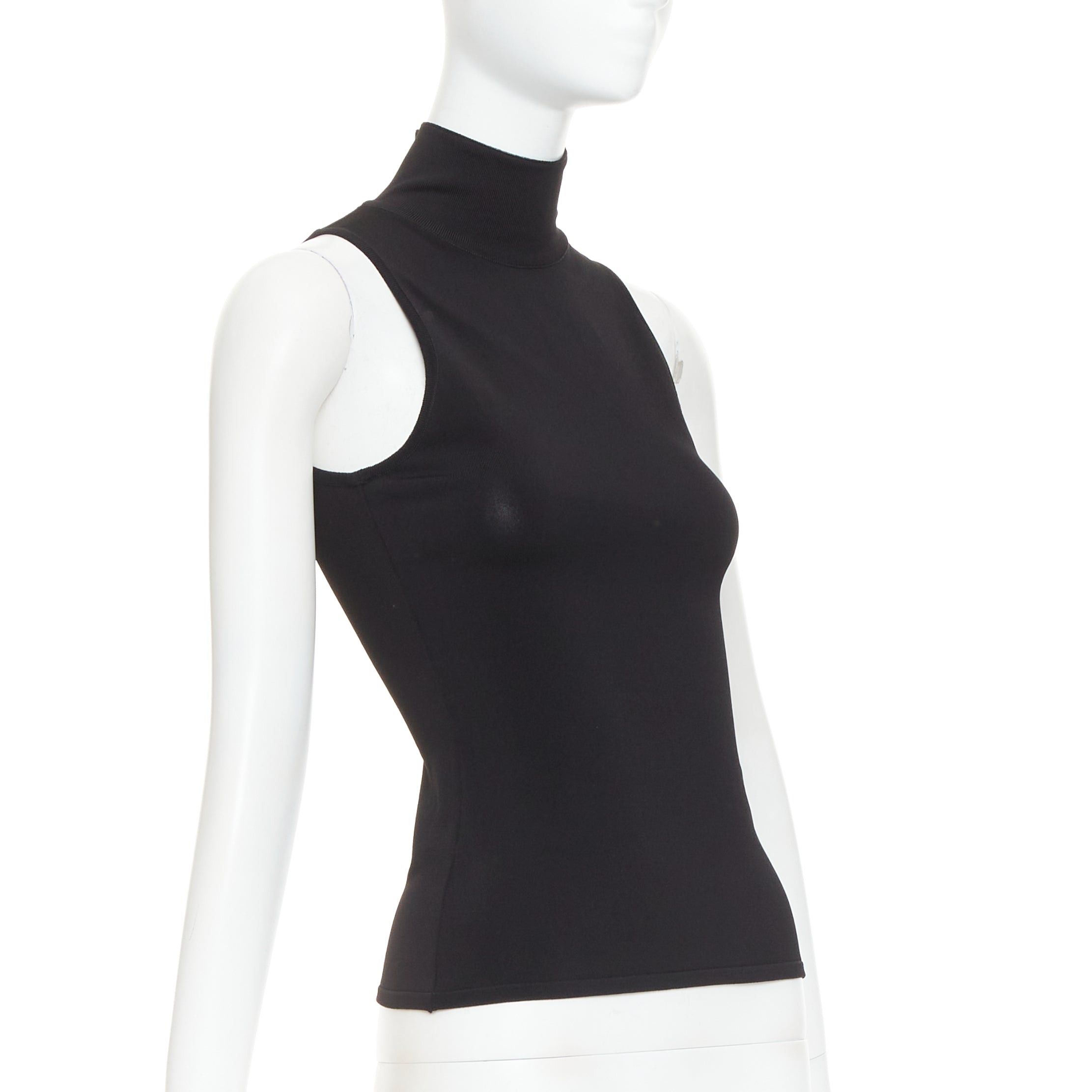 Alexandre Vauthier ALEXANDRE VAUTHIER black stretch knit high neck zip back sleeveless top Size S / US 4 / IT 40 - 1 Thumbnail