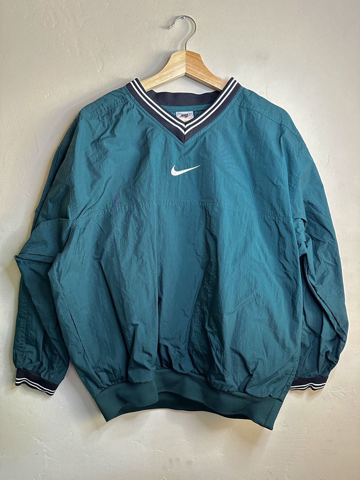 image of Vintage Nike Center Swoosh Check Pullover Jacket in Dark Teal, Men's (Size Small)