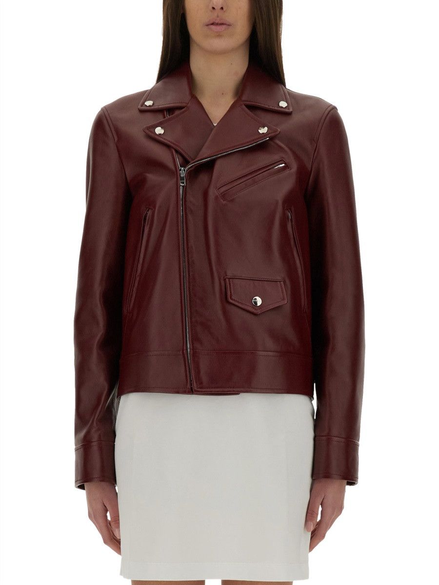 Gucci GUCCI LEATHER BIKER JACKET - BORDEAUX (IT 42) Size M / US 6-8 / IT 42-44 - 1 Thumbnail