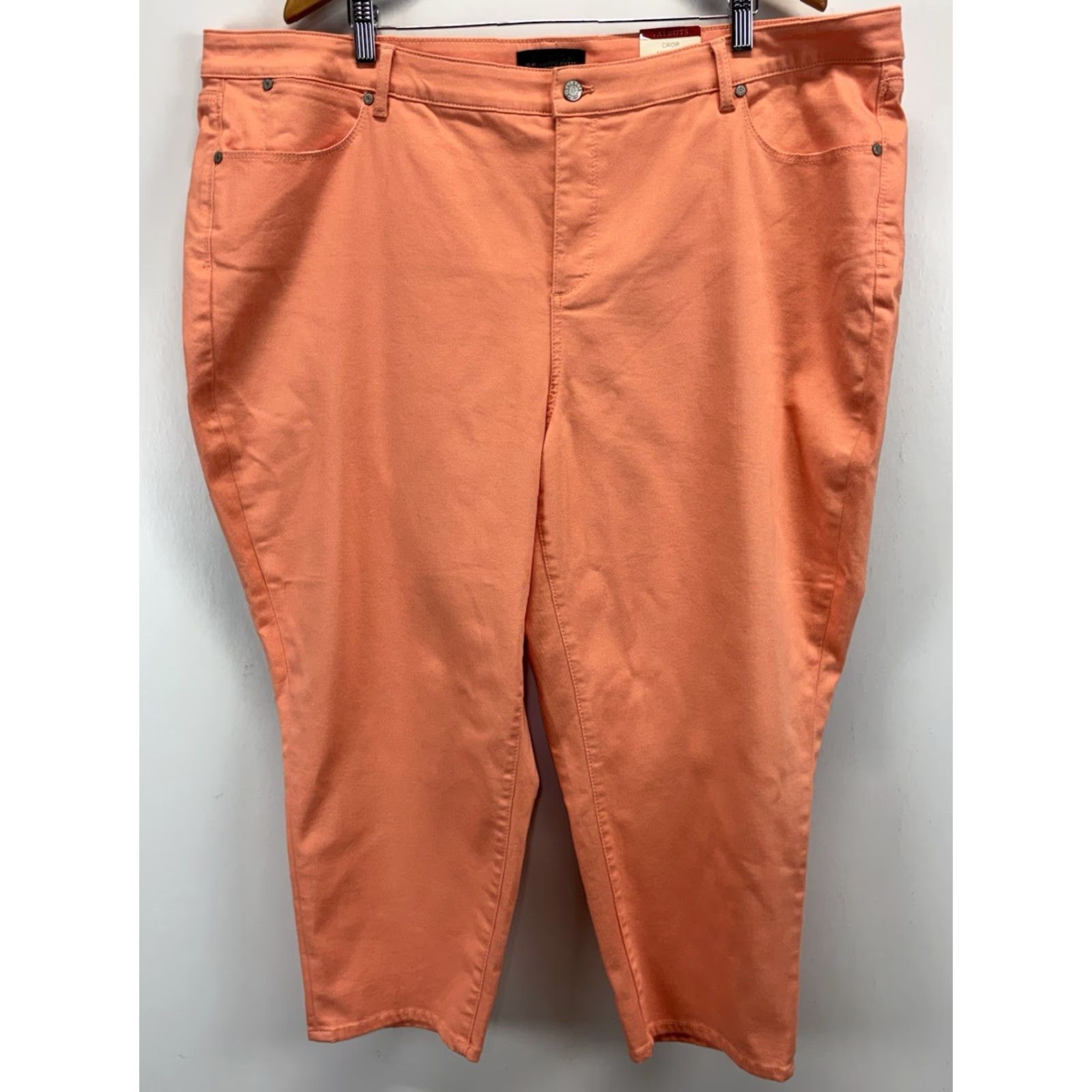 Talbots Talbots Pants Women’s 24W Plus Peach Denim Cropped Five Pocket Solid Cotton Blend Denim Size 42" / US 20 - 2 Thumbnail