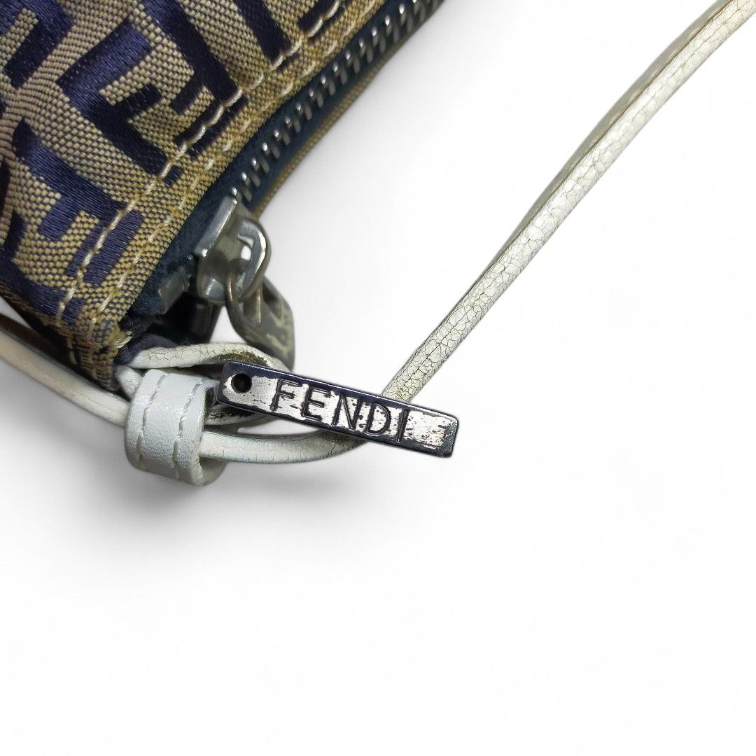 Fendi - Pouch Handbag Leather Canvas Monogram FF Beige