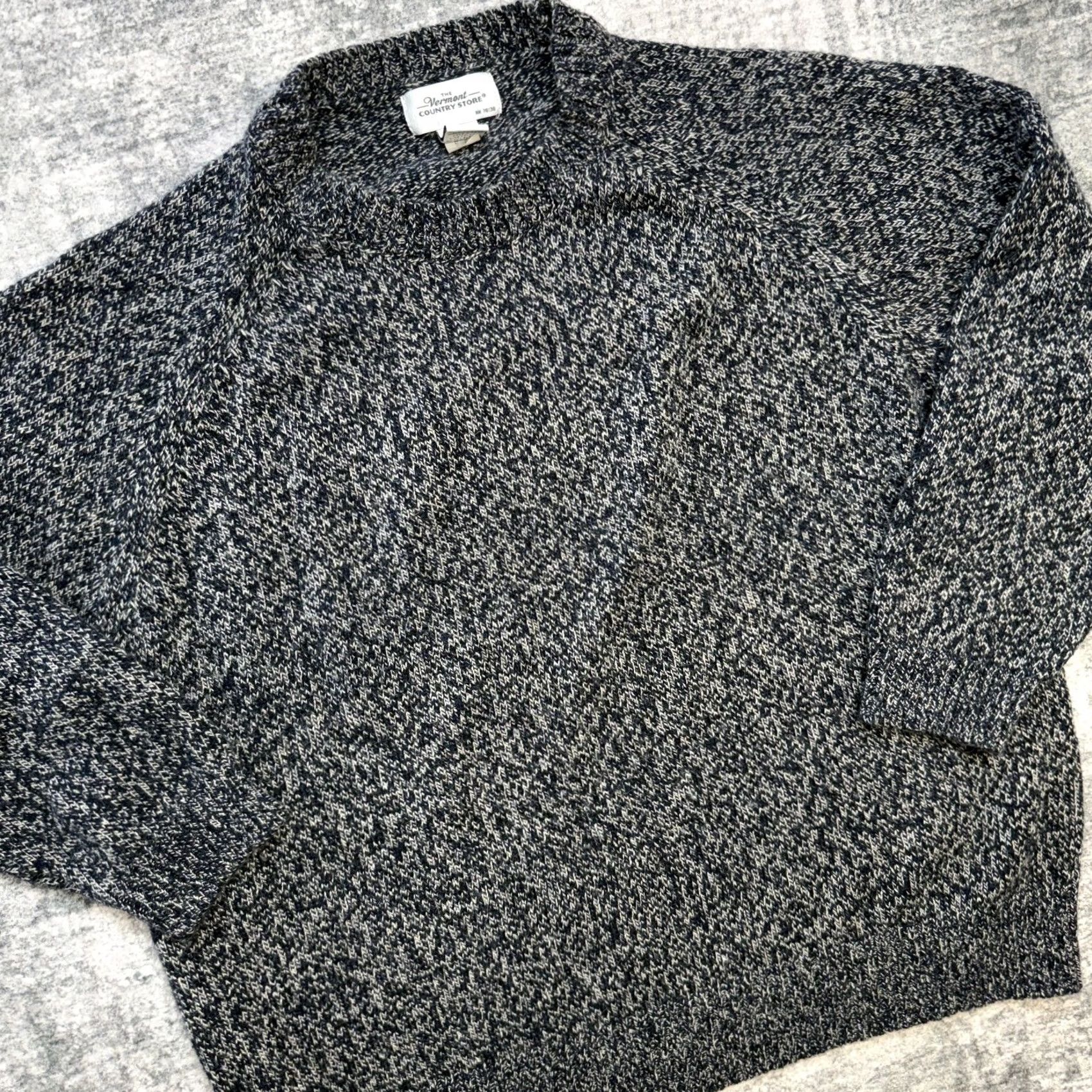 Vintage The Vermont Country Store Sweater Womens 1X Navy Blue Marled Wool Blend Crewneck Pullover Knit Winter New England Size XL / US 12-14 / IT 48-50 - 2 Thumbnail