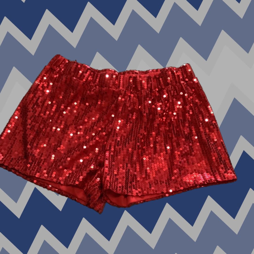 ESPIRIT Spirit Halloween Red Glitter Sequins Women's PL Short Shorts Halloween Costume Glitter Sequins Womens PL Red Spirit Size 36" / US 14 / IT 50 - 1 Thumbnail