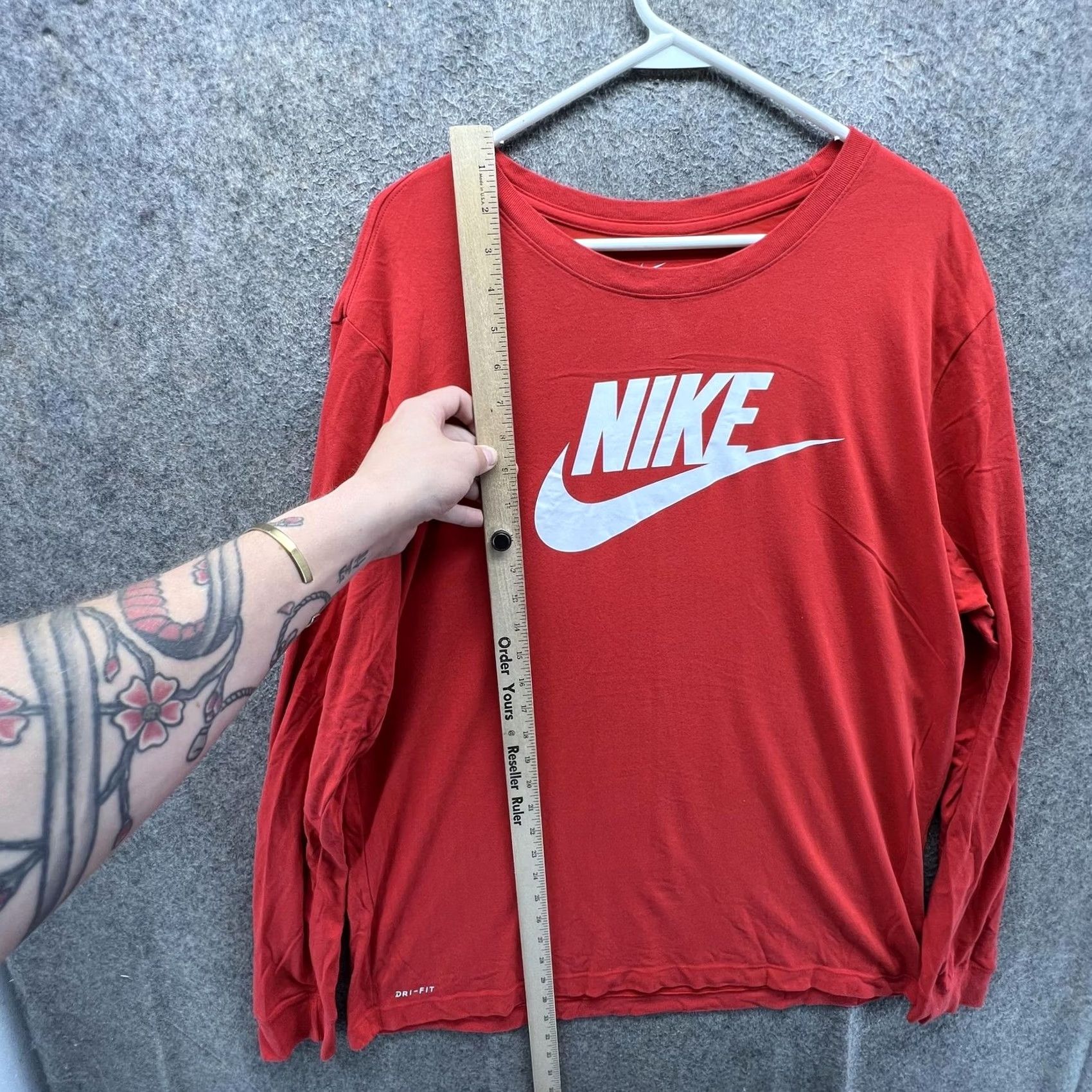 Nike Nike Dri-FIT Long Sleeve Tee Mens XL Red Logo Athletic Running Shirt Size US XL / EU 56 / 4 - 3 Thumbnail