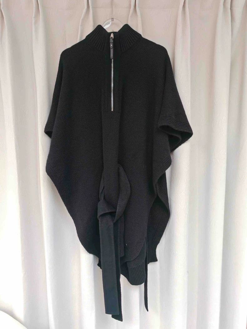 Hermes Black Cashmere Cape Top
