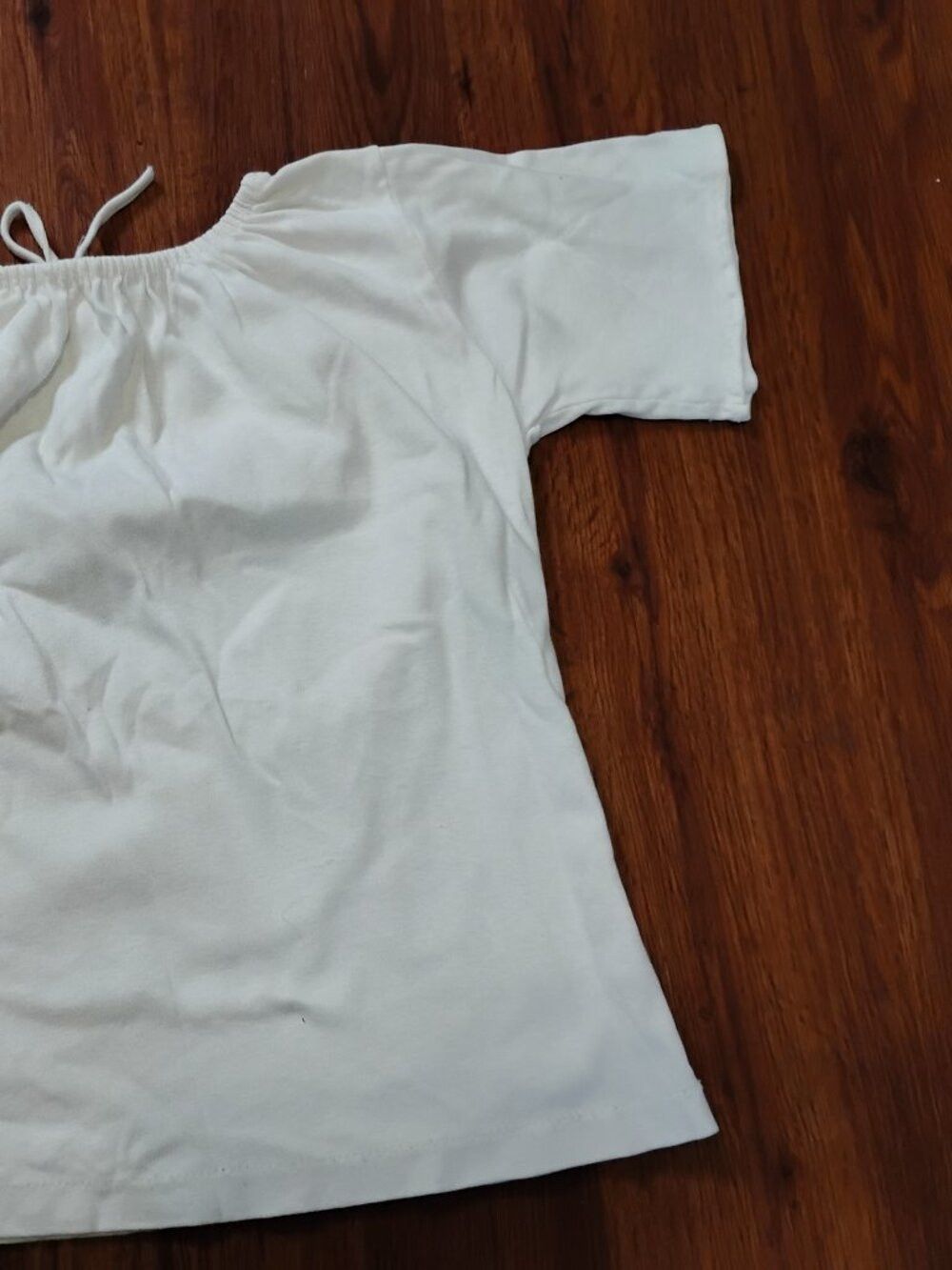 Other Vintage 60s 70s Cinch Collar T-Shirt Blouse Crop Top Hippy Size M / US 6-8 / IT 42-44 - 5 Thumbnail