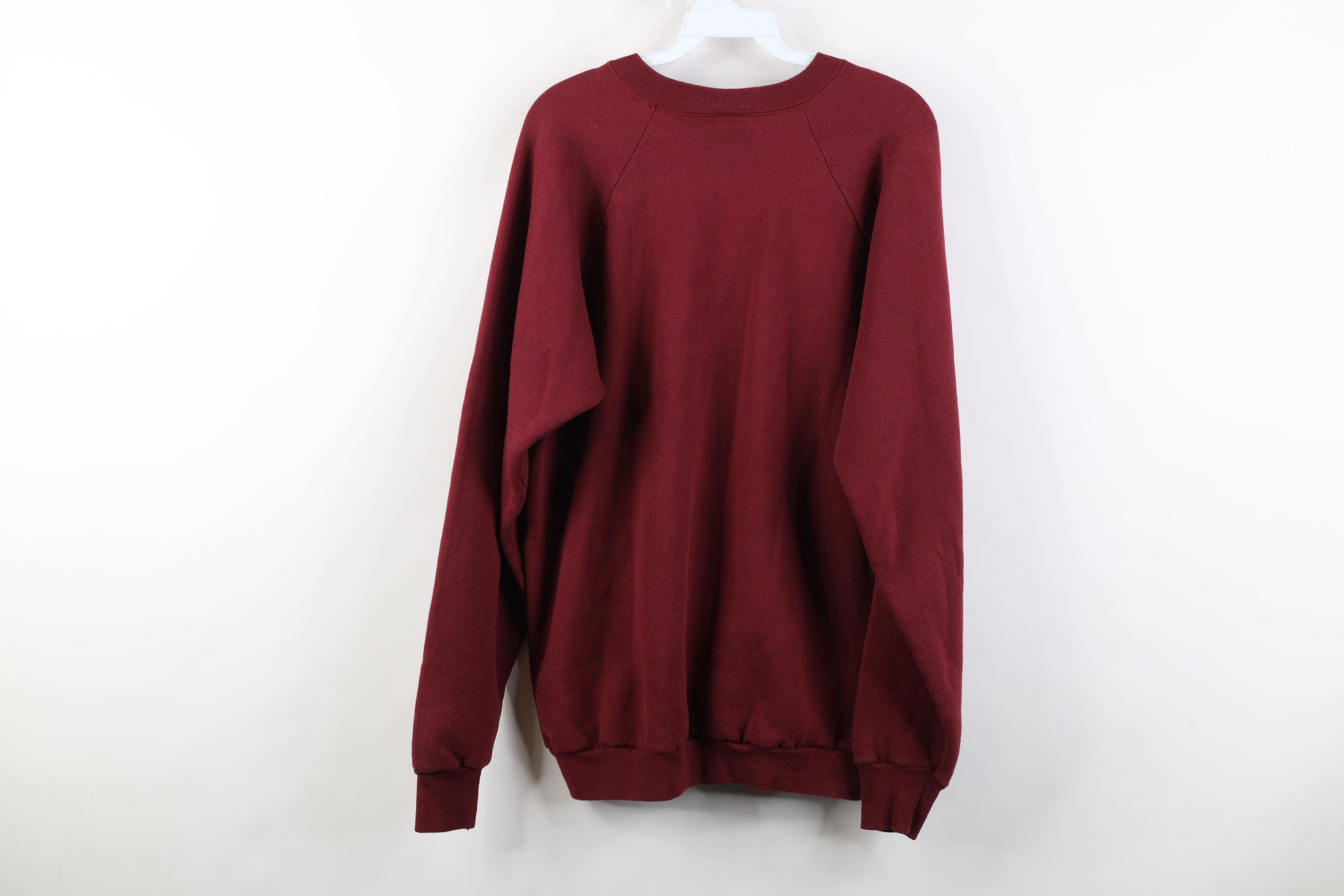 Vintage Vintage 90s Streetwear Crewneck Sweatshirt Burgundy Red USA Size US XL / EU 56 / 4 - 8 Thumbnail