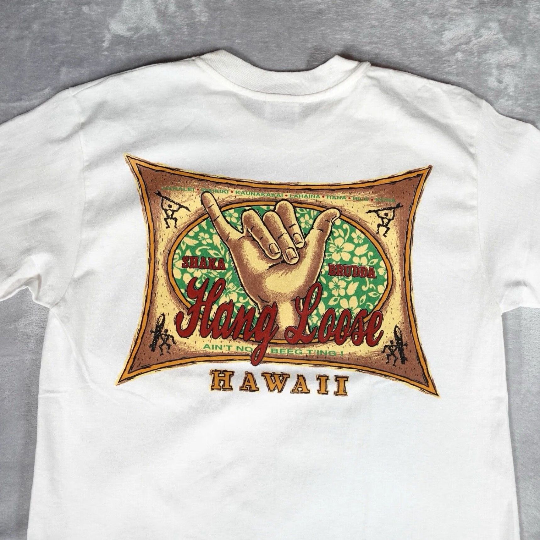 Vintage VINTAGE Hawaii T-Shirt Men L Slim Fit White 90s Graphic Print Crew Neck Summer Size US L / EU 52-54 / 3 - 4 Thumbnail