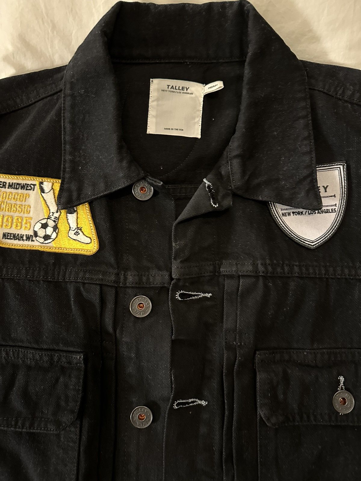 Designer Talley Black Patches Jean Jacket Size M / US 6-8 / IT 42-44 - 3 Thumbnail