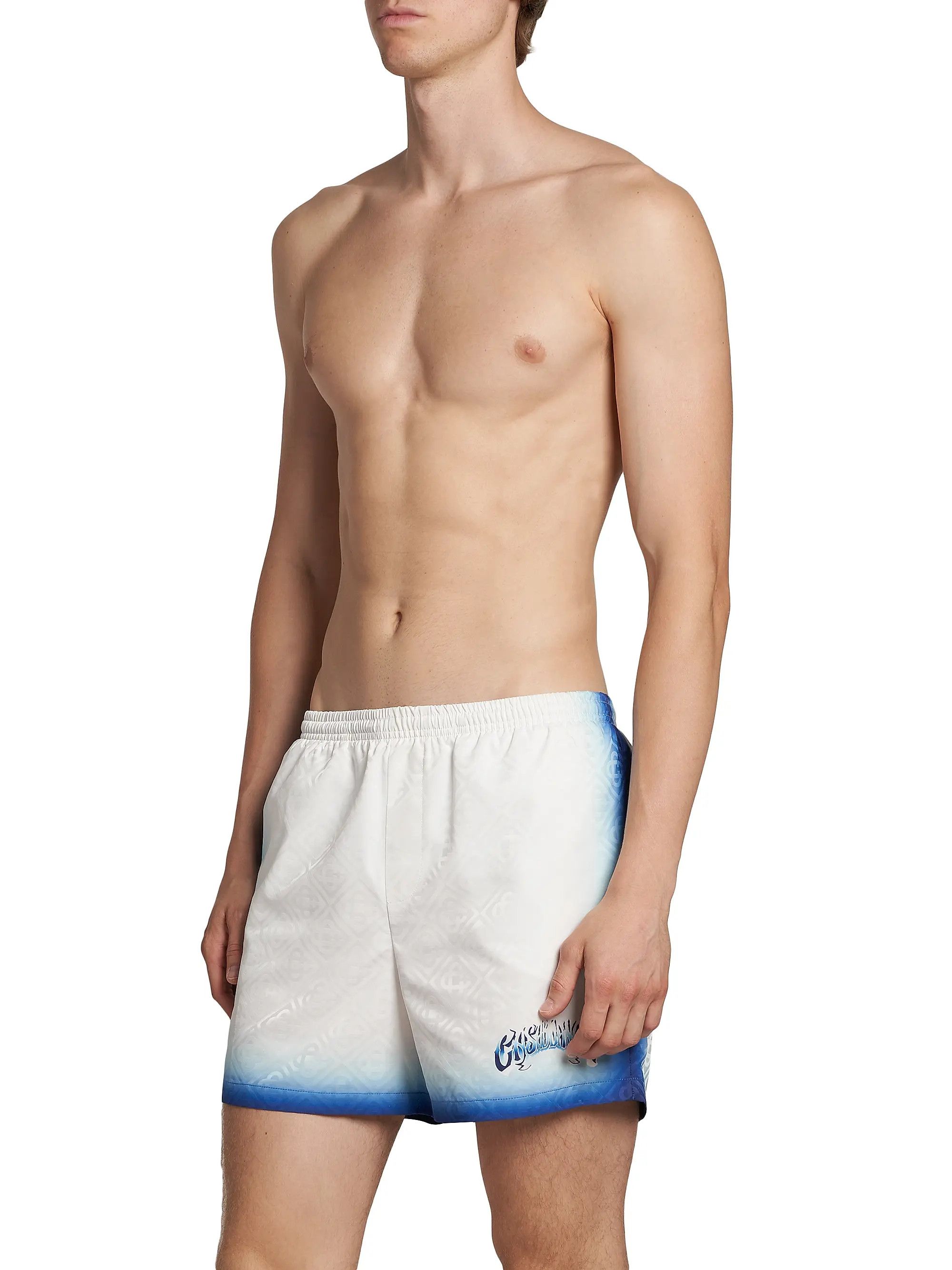 Casablanca os11x0725 Jacquard Monogram Swim Shorts in Blue/White Size US 32 / EU 48 - 3 Thumbnail