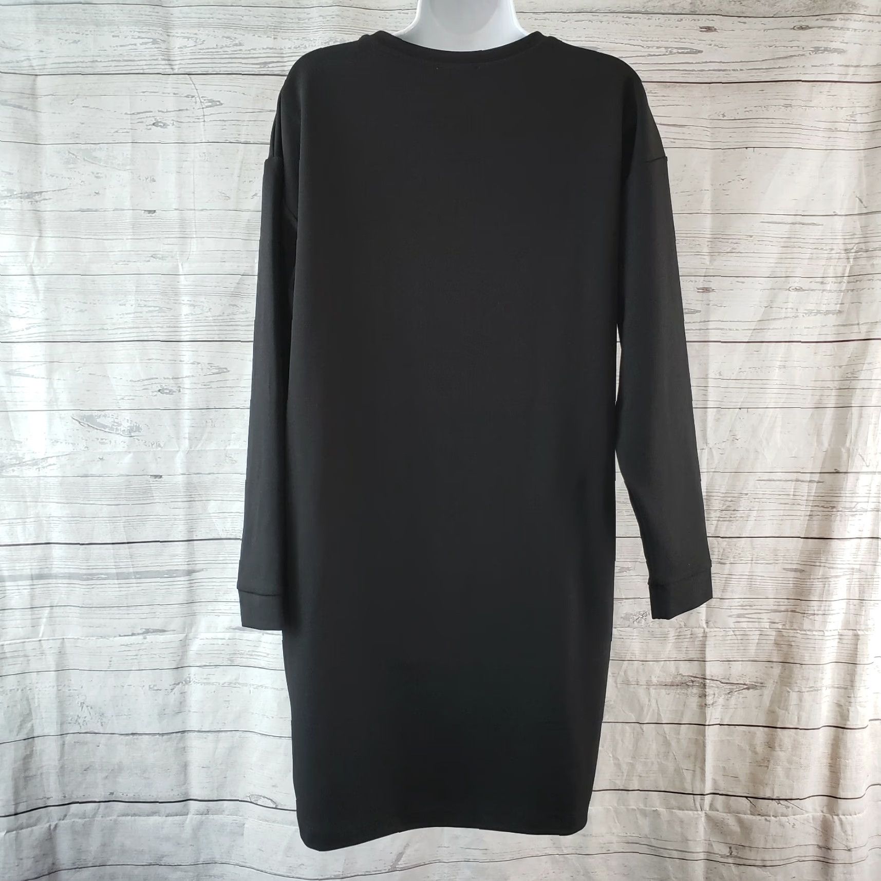 Zara Zara Womens Dress Small Solid Black Long Sleeve Cinched Front Shift Pullover Short 94% Polyester 6% Elastane Womens Size S / US 4 / IT 40 - 4 Thumbnail