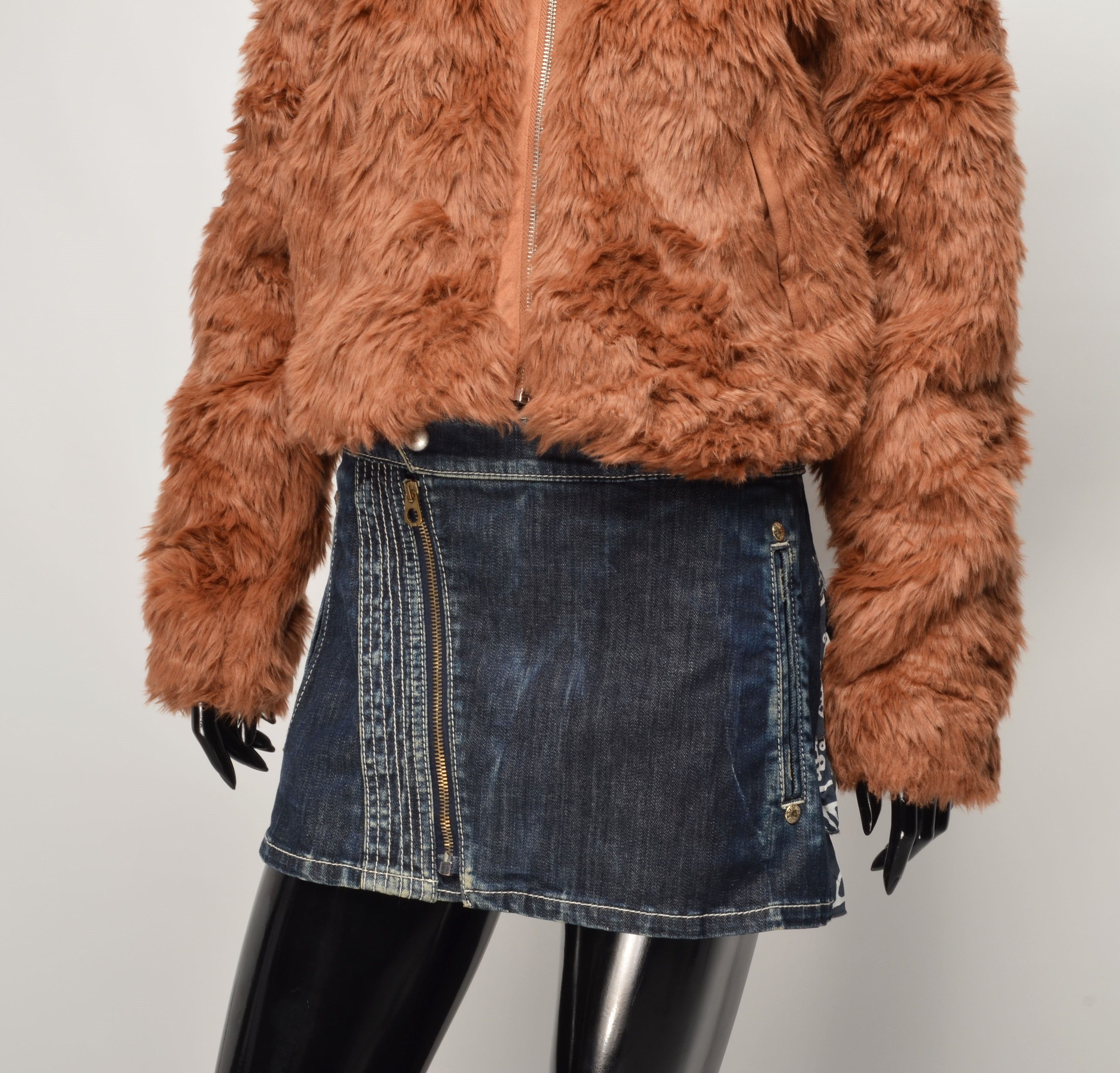 Abercrombie & Fitch × Vintage Abercrombie & Fitch Y2K Faux Fur Glam Coquette Cropped Coat Size XS / US 0-2 / IT 36-38 - 3 Thumbnail
