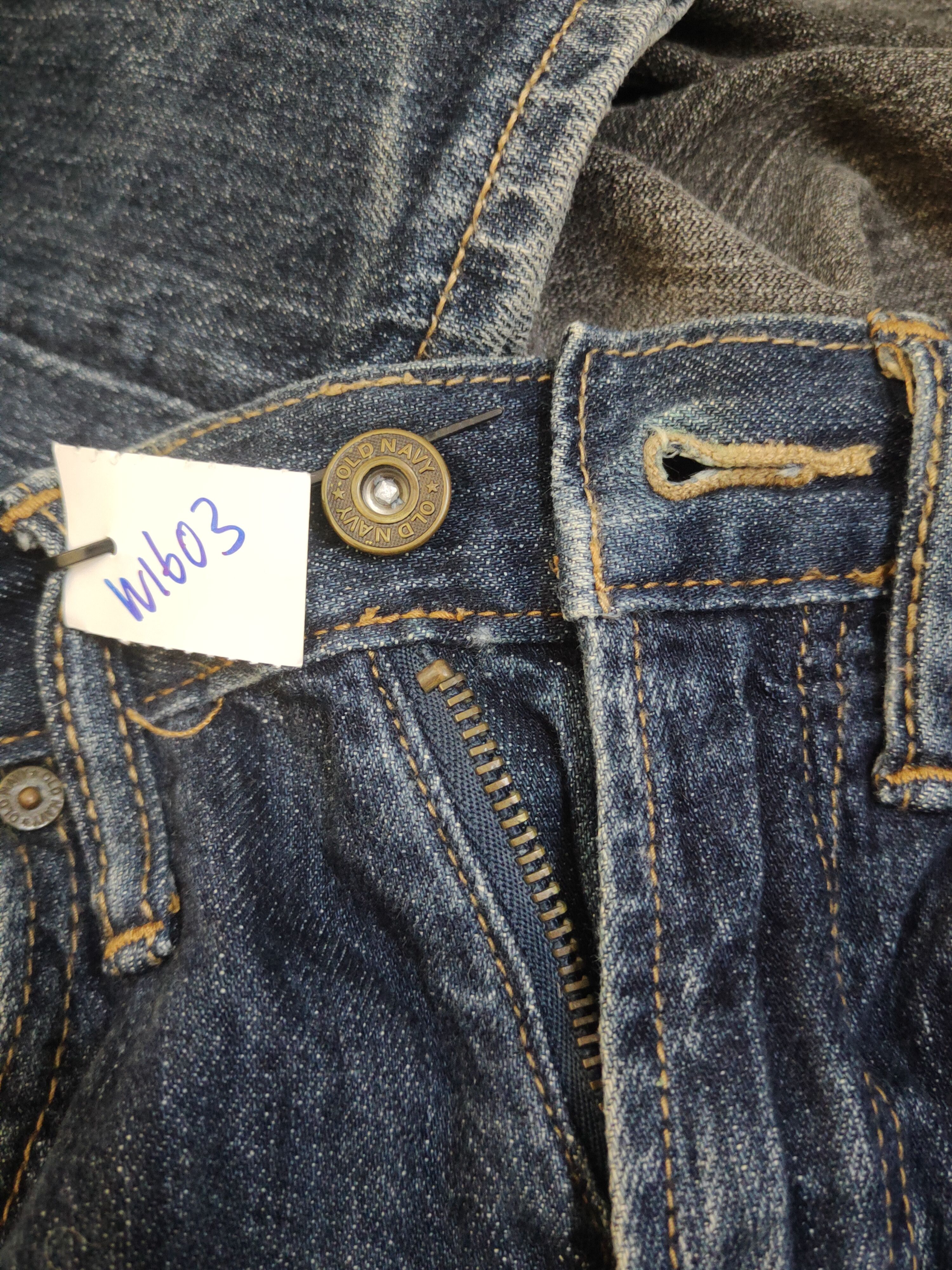 Vintage Old Navy Dark Blue Distressed Ripped Skinny Jeans #W1603 Size US 31 - 19 Thumbnail