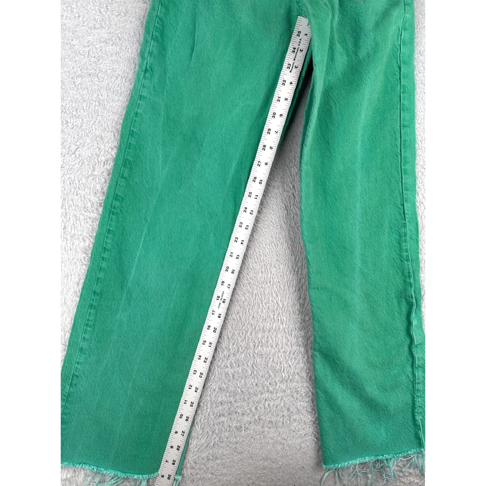 Zara Zara Jeans Women Green Denim Straight Leg High Rise 24x30 Jeans Womens 90s Distressed Pockets Button Zip Fly Cotton Blend Regular Rise LowLabel? Size 26" / US 2 / IT 38 - 7 Thumbnail
