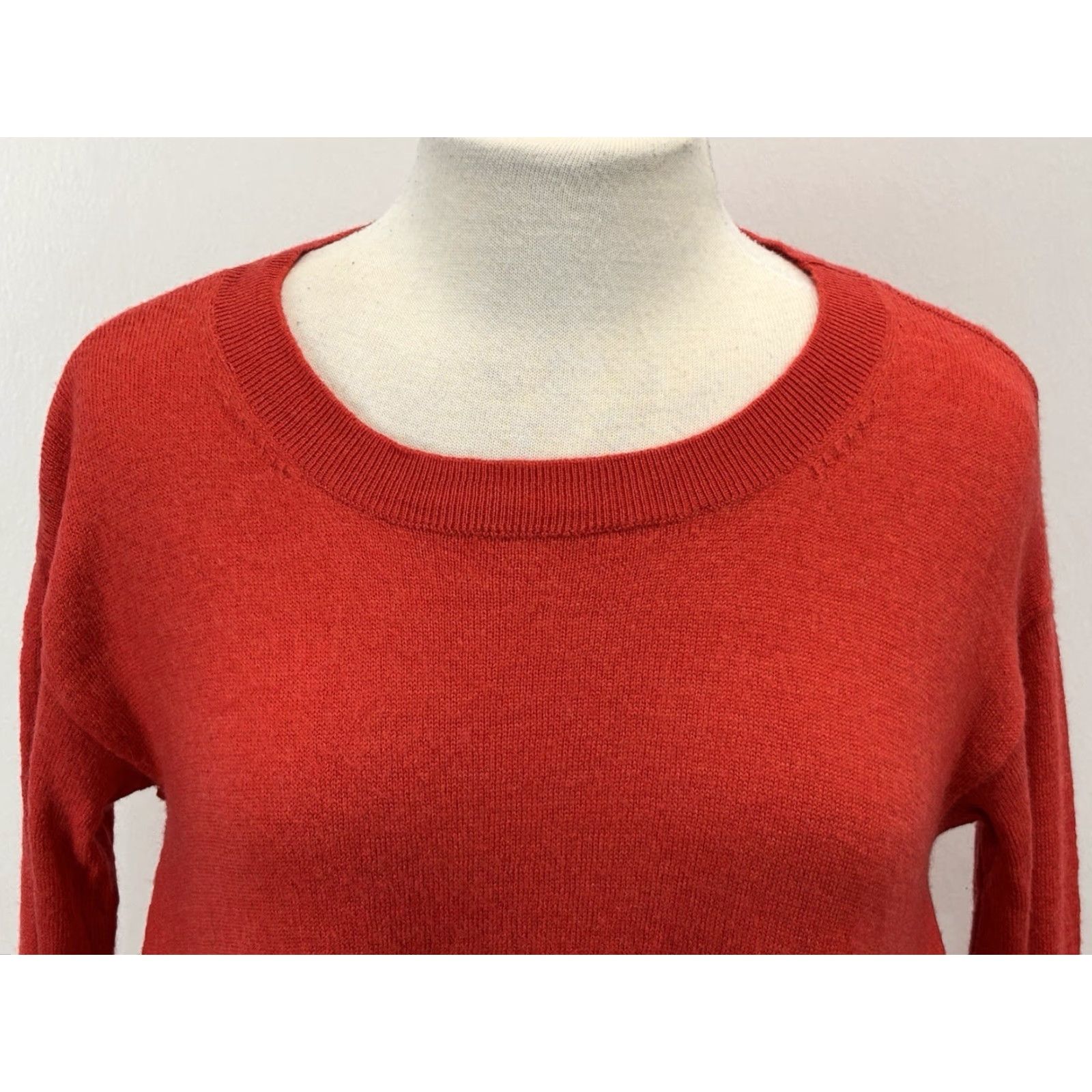 Anthropologie Anthropologie Gale Merino Wool Sweater Womens S Orange Red Stretch Relaxed Fit Size S / US 4 / IT 40 - 5 Thumbnail
