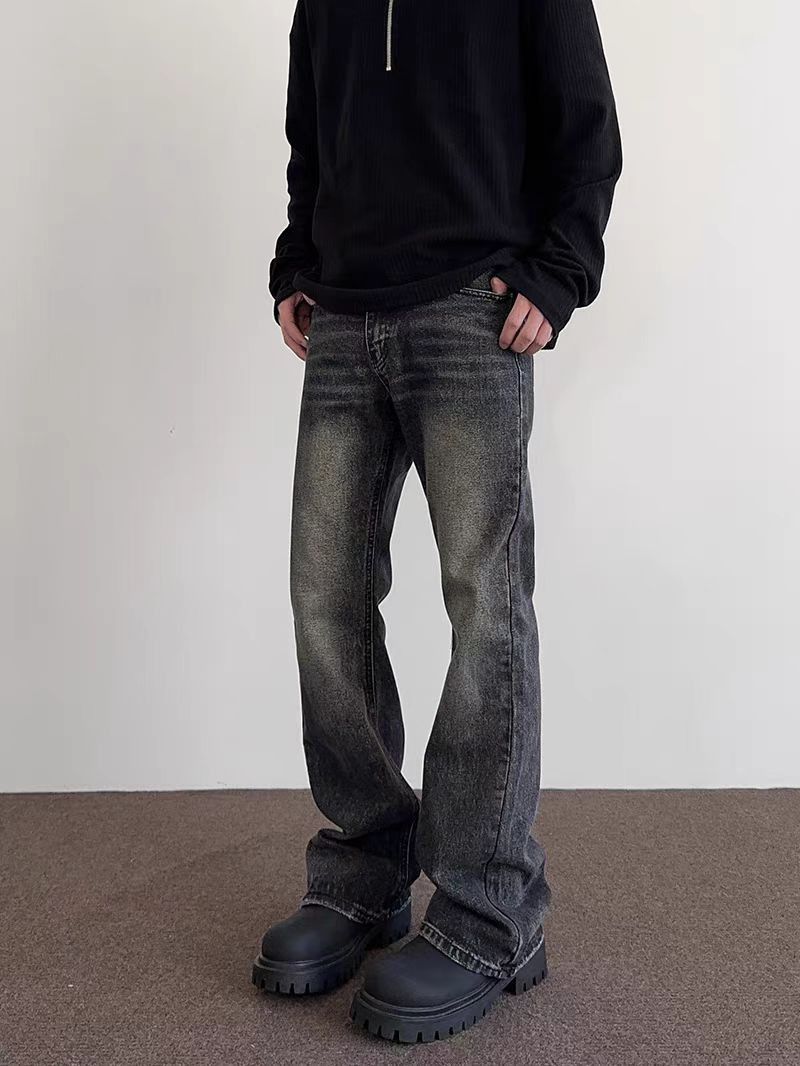 Japanese Brand × Jean High Street Aged Gray Black Straight Leg Micro Flare Jeans Size US 34 / EU 50 - 3 Thumbnail