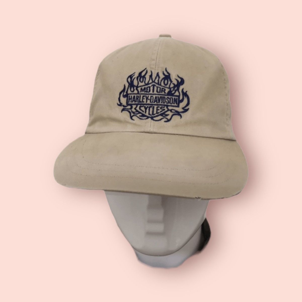 Harley Davidson × Vintage DISTRESSED HARLEY DAVIDSON FLAME LOGO STRAPBACK CAP Size ONE SIZE - 1 Thumbnail