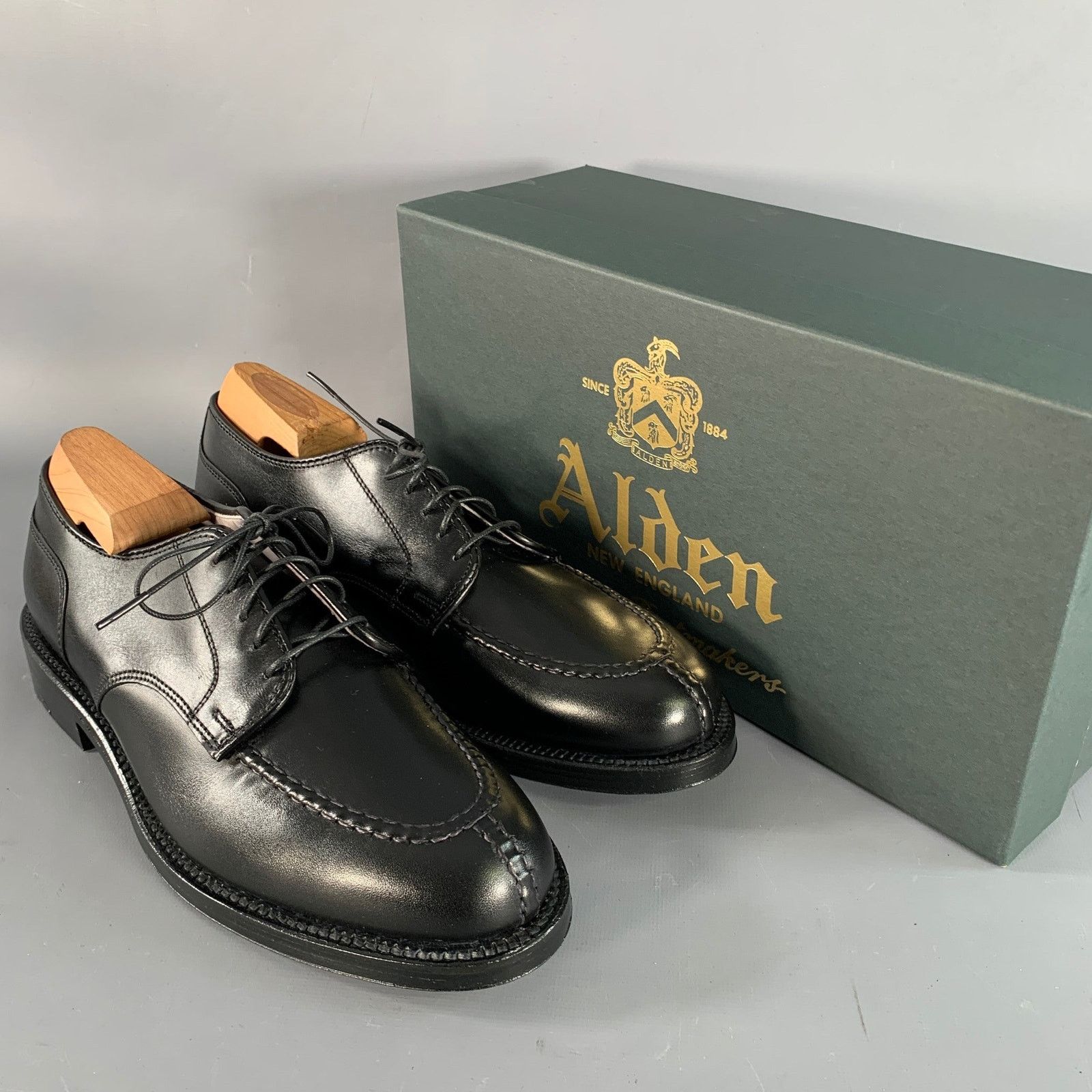 Alden Norwegian HS Blucher Black Calfskin Leather Split Toe Derby Size US 7 / EU 40 - 8 Thumbnail