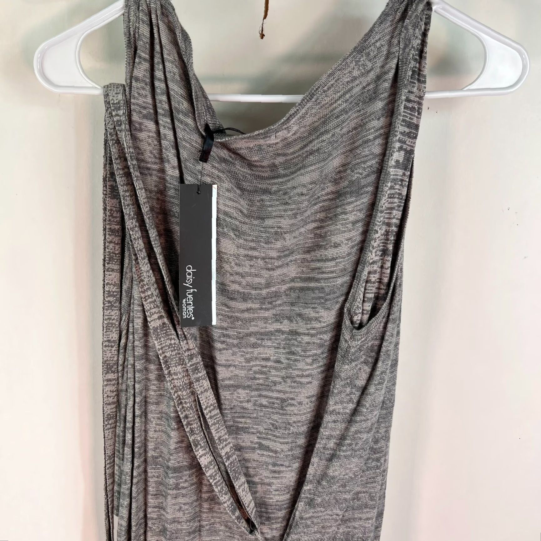 Vintage Daisy Fuentes Dress Belted Knit Rayon Maxi Gray Heather 1X Womens Size XL / US 12-14 / IT 48-50 - 7 Thumbnail