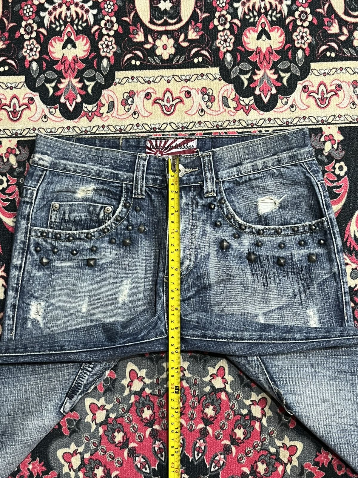 Who Decides War Warren Webber Studded Pocket Antelope Patches Blue Jeans Size US 28 / EU 44 - 15 Thumbnail