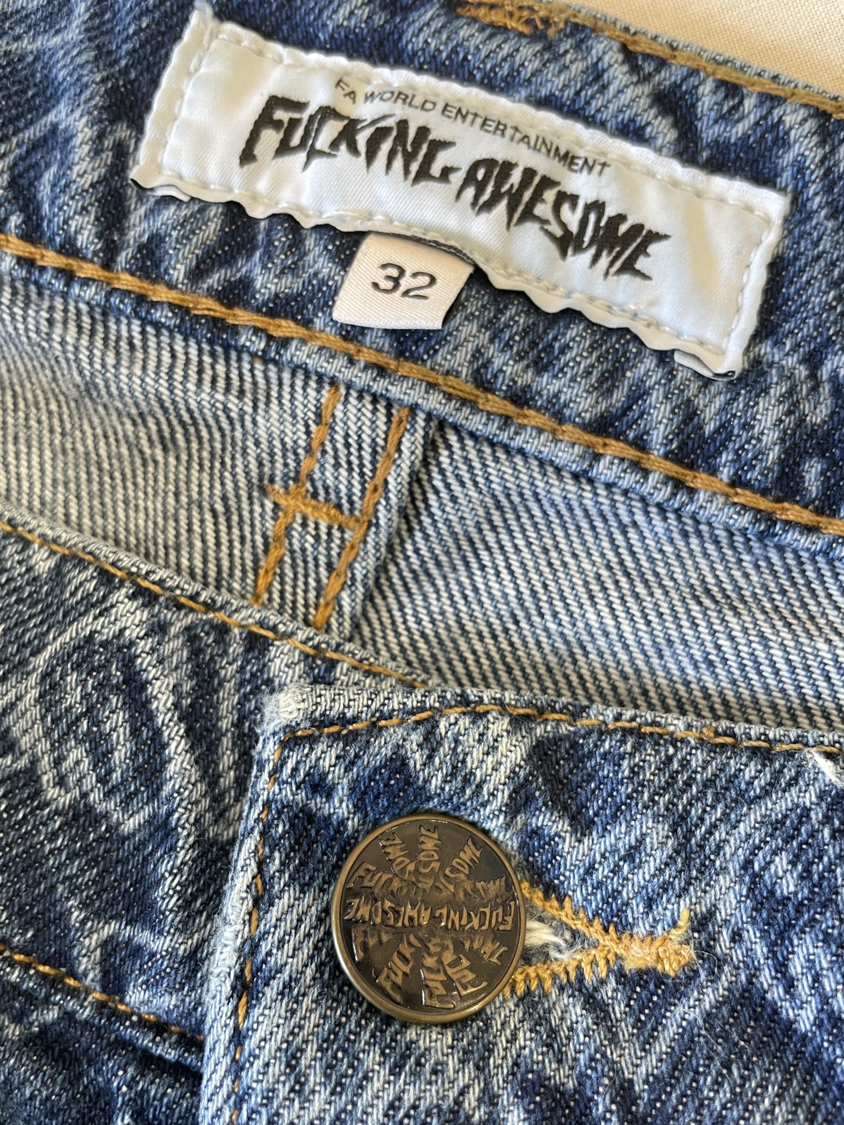 Fucking Awesome FUCKING AWESOME BAGGY JEANS STAMP DENIM PANTS TROUSERS Size US 32 / EU 48 - 12 Thumbnail