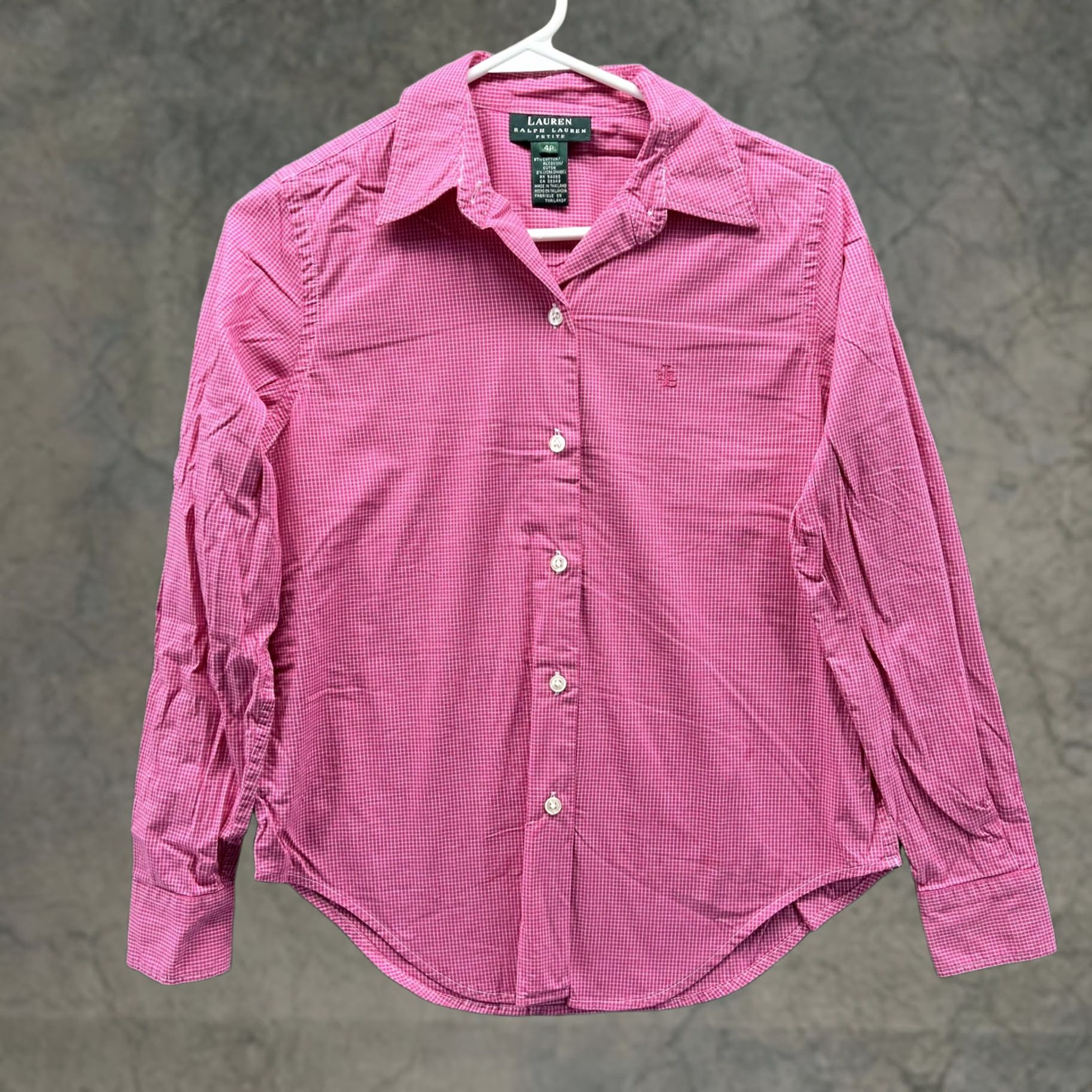 Ralph Lauren Lauren Ralph Lauren Shirt Womens Petite 4 Pink Button Front Long Sleeve Top Size S / US 4 / IT 40 - 1 Thumbnail