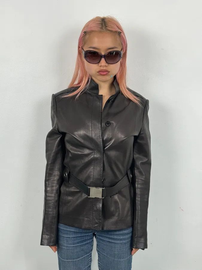 Gucci AW1999 Gucci Black Silver Belted Premium Leather Jacket by Tom Ford Size M / US 6-8 / IT 42-44 - 2 Thumbnail