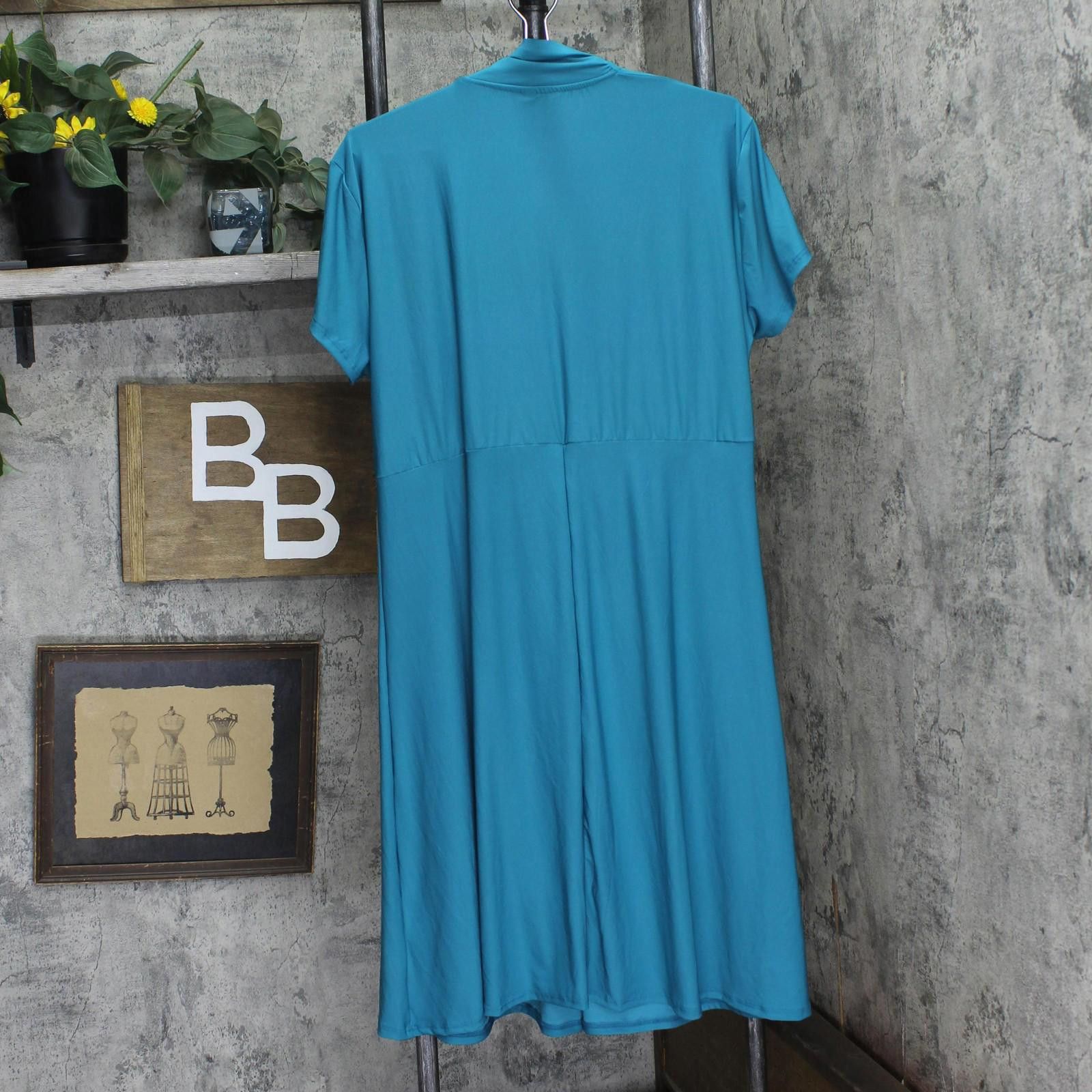 Other Nwt 24seven Comfort Apparel Wrap Midi Dress Teal Blue 1x Size XL / US 12-14 / IT 48-50 - 2 Thumbnail
