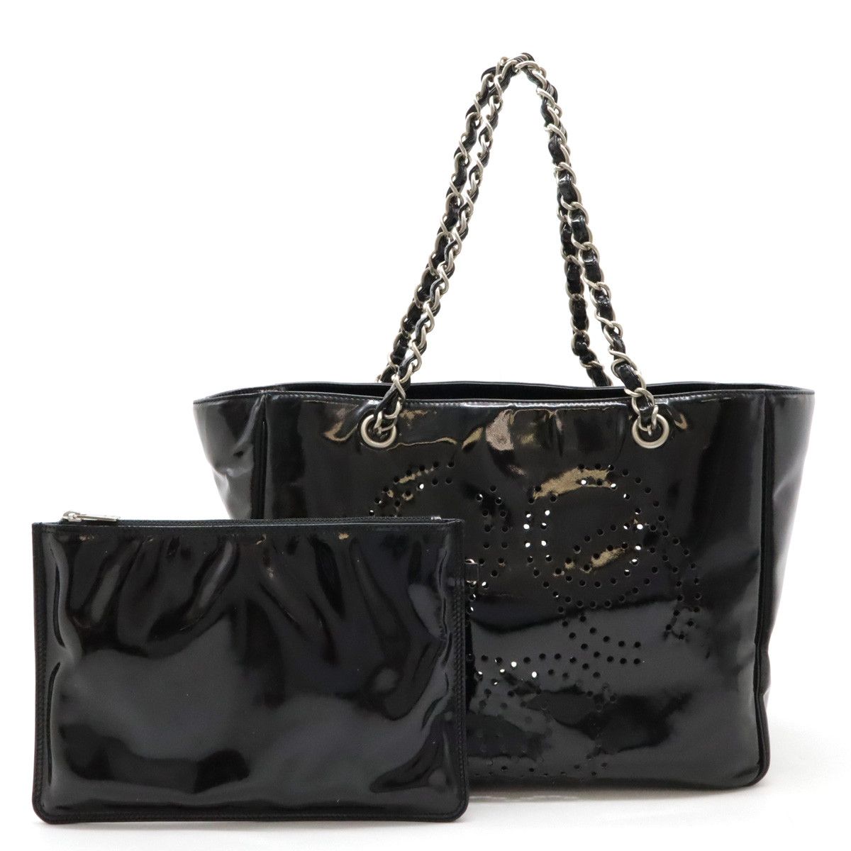 Chanel Chanel Triple Coco Mark Punching Tote Bag A16275 Leather Tote Bag A16275 in Very Good Condition