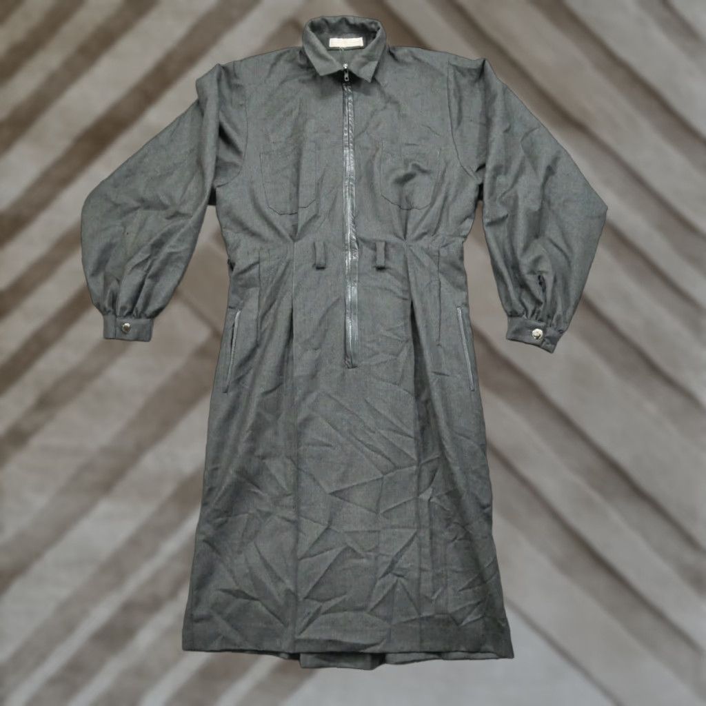 Vintage VINTAGE Chantal Thomass Dress Womens Wool Leather Zip Collared 80s Shirt Dress Womens M Gray 80s Mens Size M / US 6-8 / IT 42-44 - 1 Thumbnail