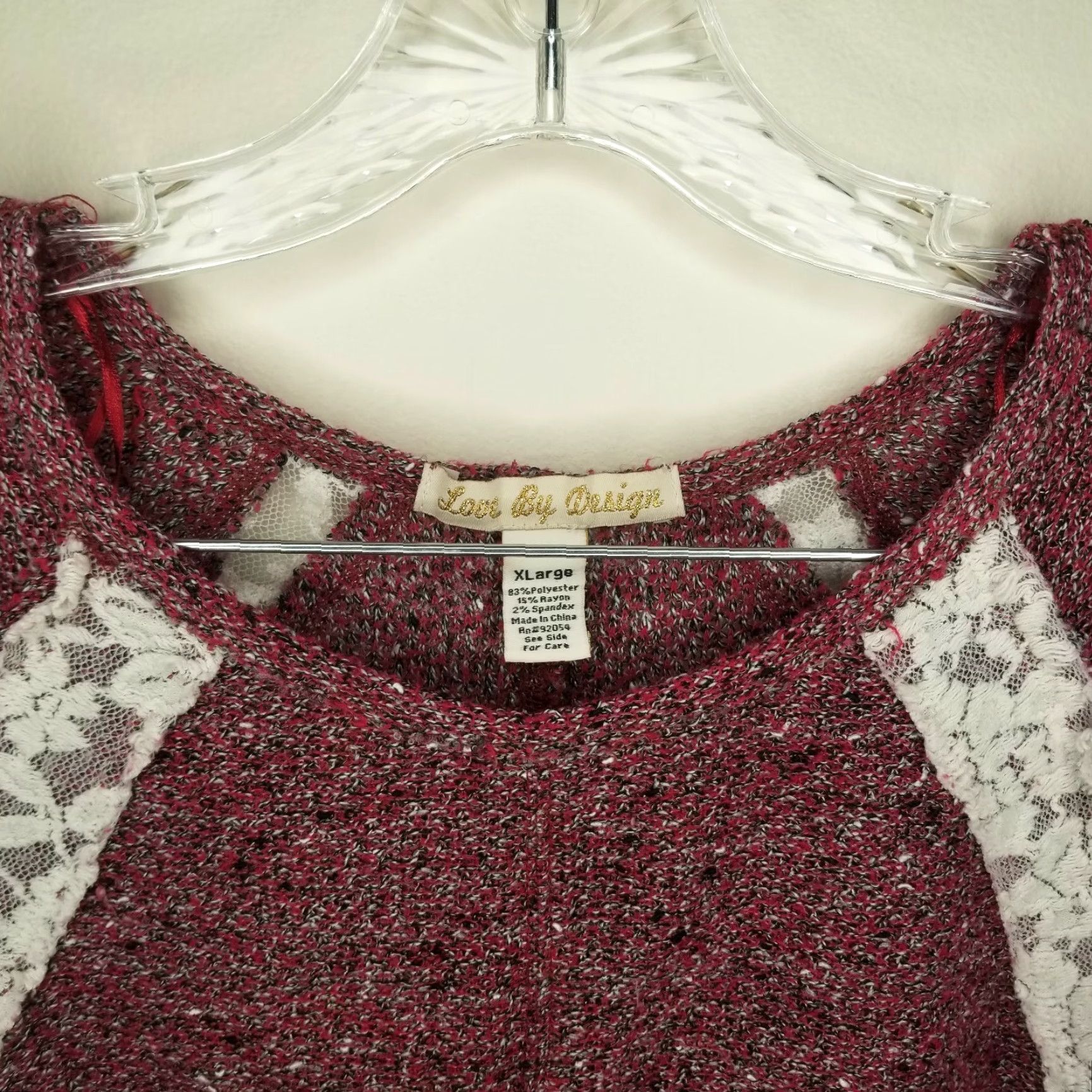 Vintage Love By Design Blouse Women Long Sleeve Red Sheer XL Size XL / US 12-14 / IT 48-50 - 3 Thumbnail