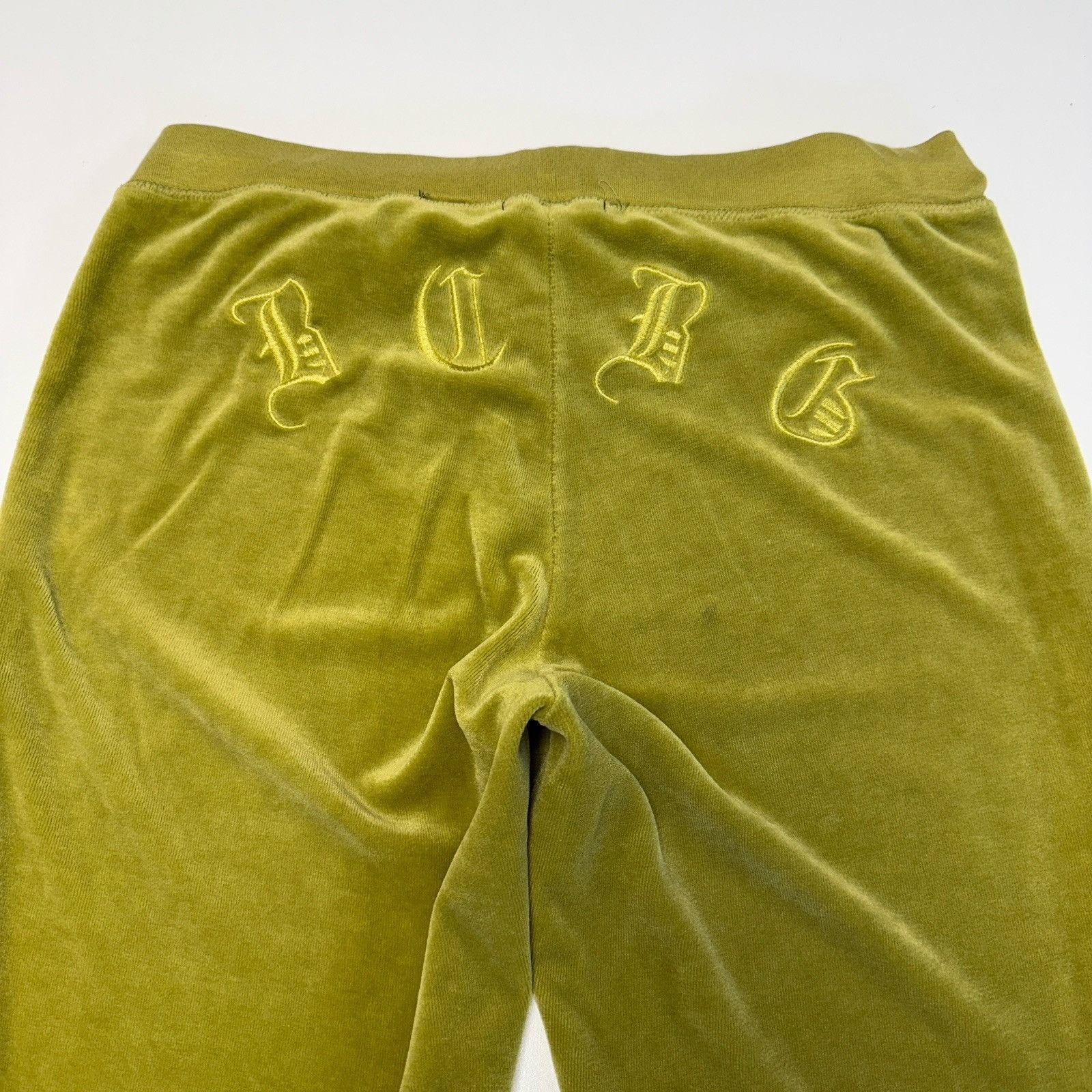 Bcbgmaxazria Vintage BCBG Pants Womens Size PL Olive Yellow Velour Embroi Size 31" - 9 Thumbnail